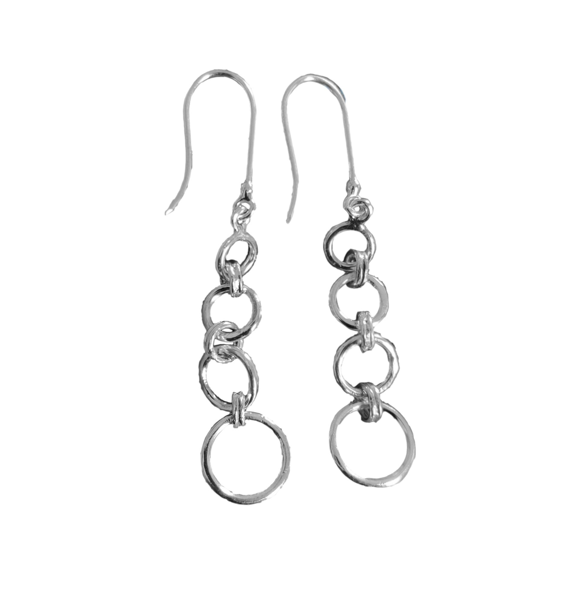 Geometric Drop Earrings Silver Round Geometric Earrings Geometic Dangle Earrings Silver Statement Drop Earrings Unique Minimalist Earrings