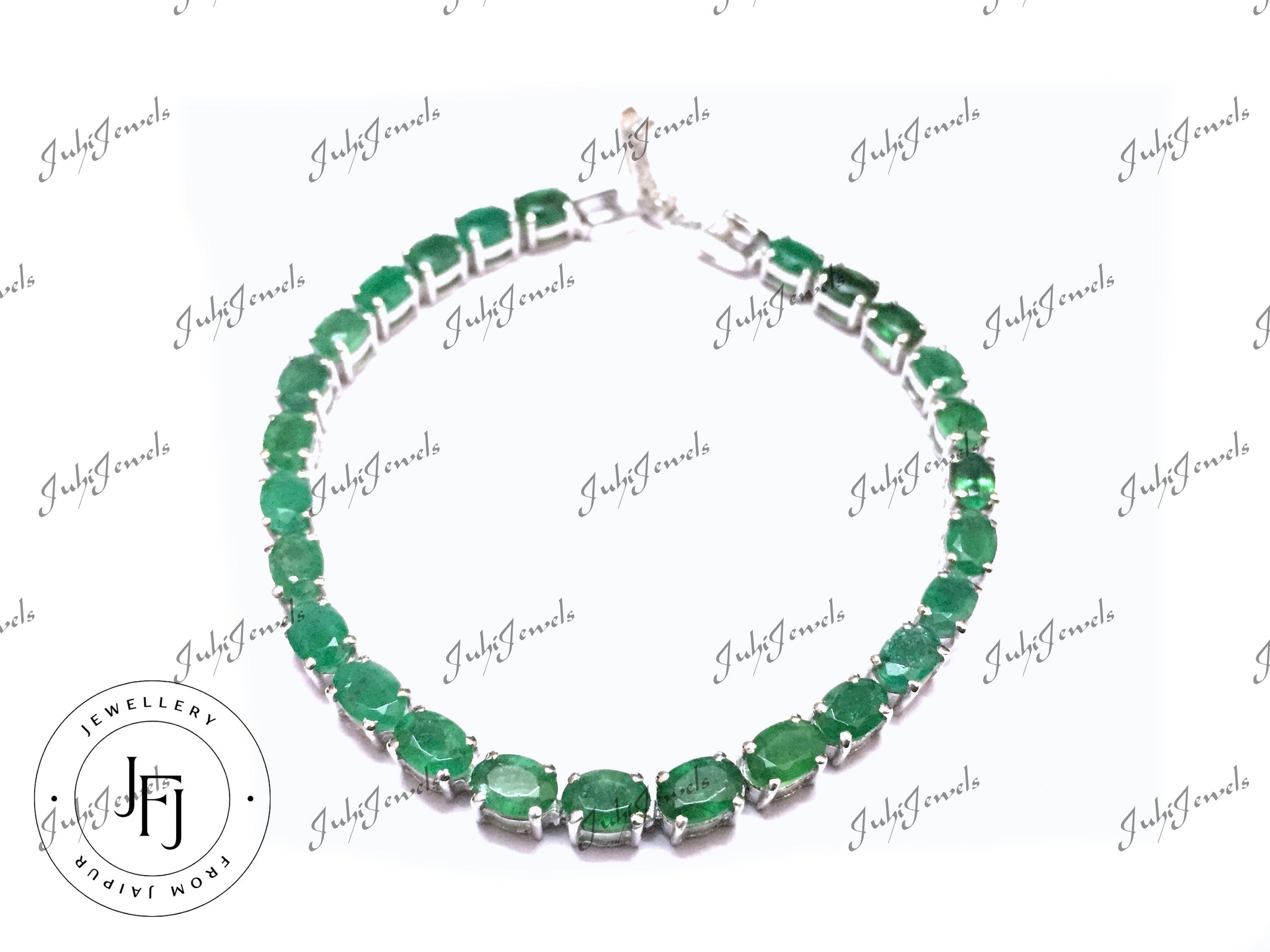 Natural Emerald Bracelet Silver Emerald Bracelet Men Genuine Emerald Tennis Bracelet Natural Emerald Bracelets