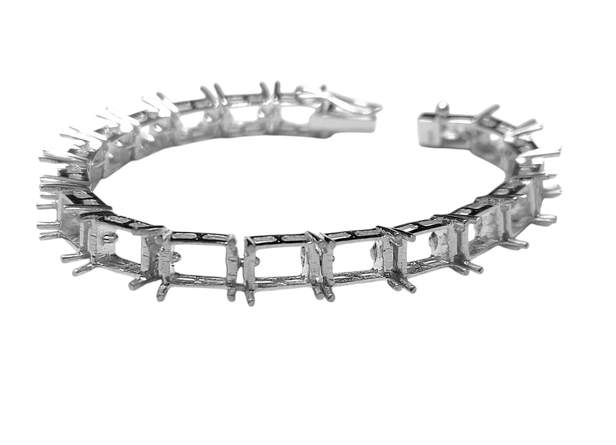 Semi Mount Bracelet 6x8 mm Octagon Bracelet Blank 8x6 mm Sterling Silver Semi Mount Bracelet Mounting
