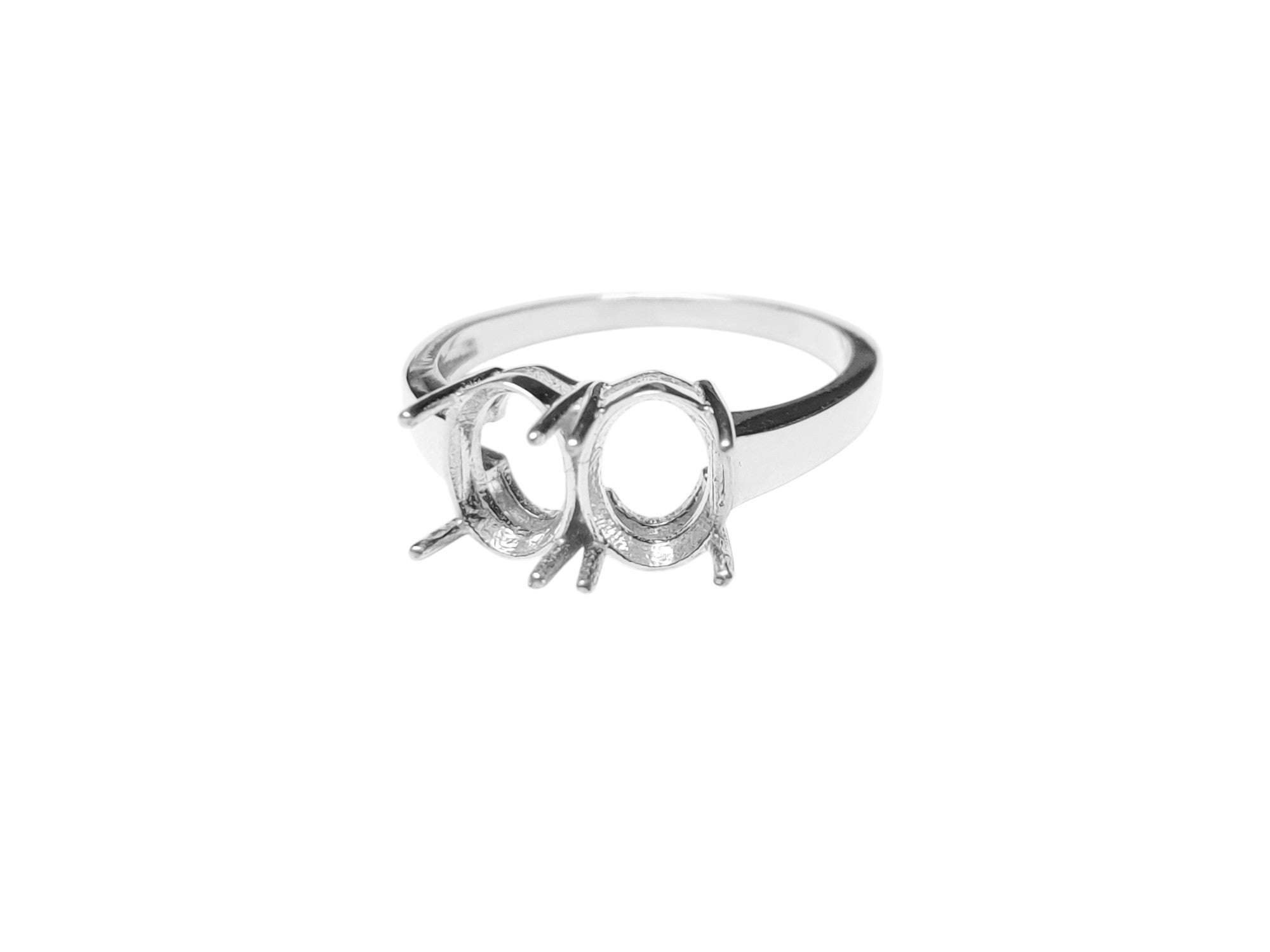 925 Silver 6x8 mm Oval Ring Blanks Two Stone Ring Blanks 6x8 mm Oval Semi Mount Ring Setting