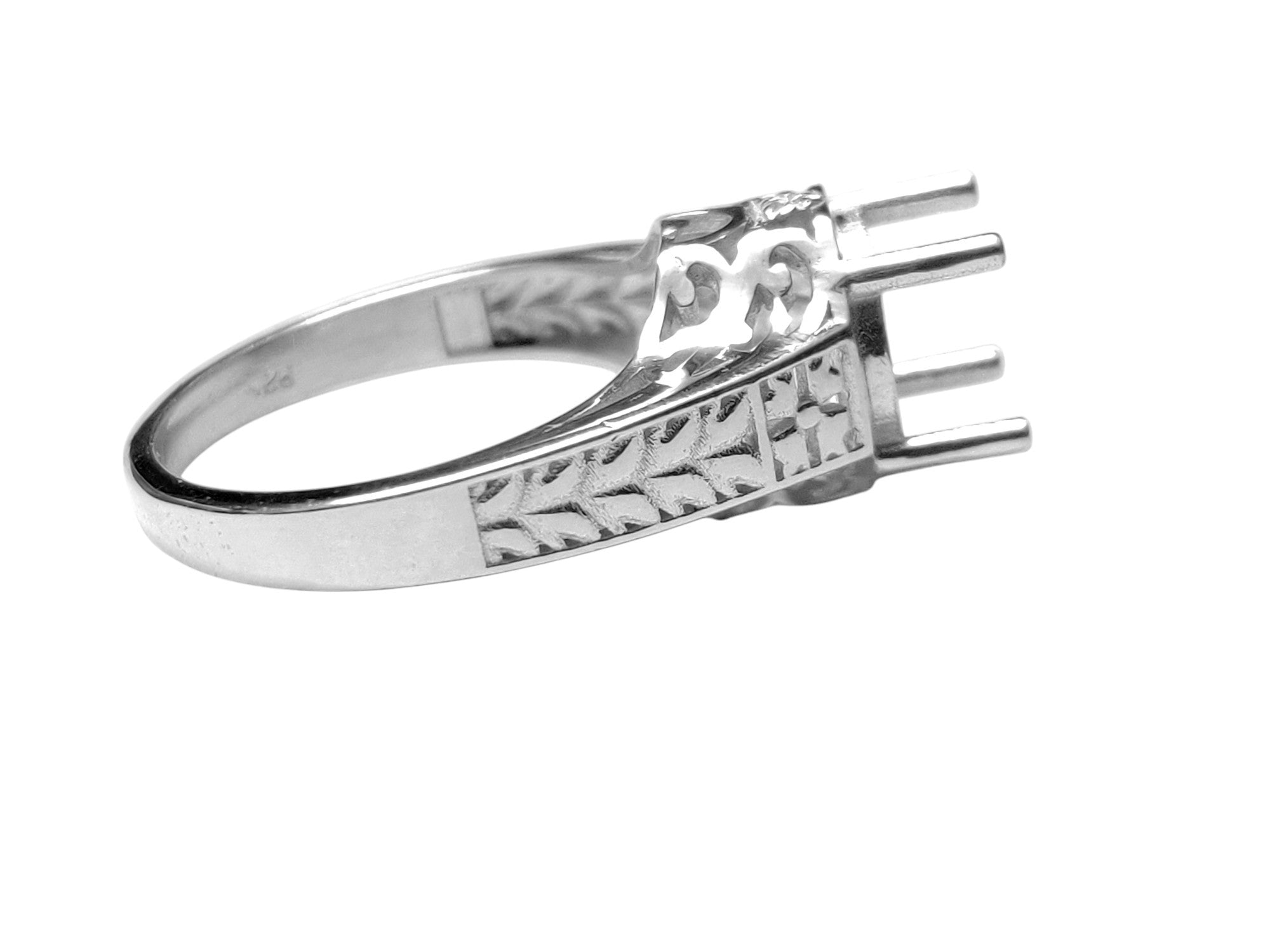 8 mm Round Semi Mount Ring Setting Silver Art Deco Ring Setting Vintage Style 8 mm Round Semi Mount Ring Blank 8 mm Round Engagement Setting