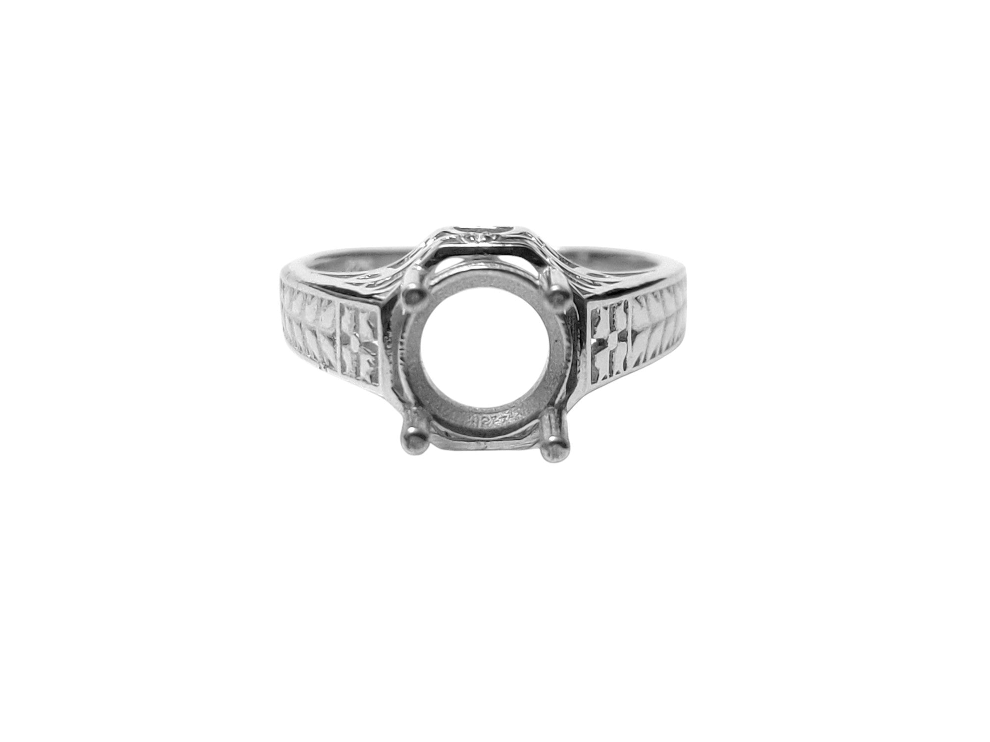 8 mm Round Semi Mount Ring Setting Silver Art Deco Ring Setting Vintage Style 8 mm Round Semi Mount Ring Blank 8 mm Round Engagement Setting