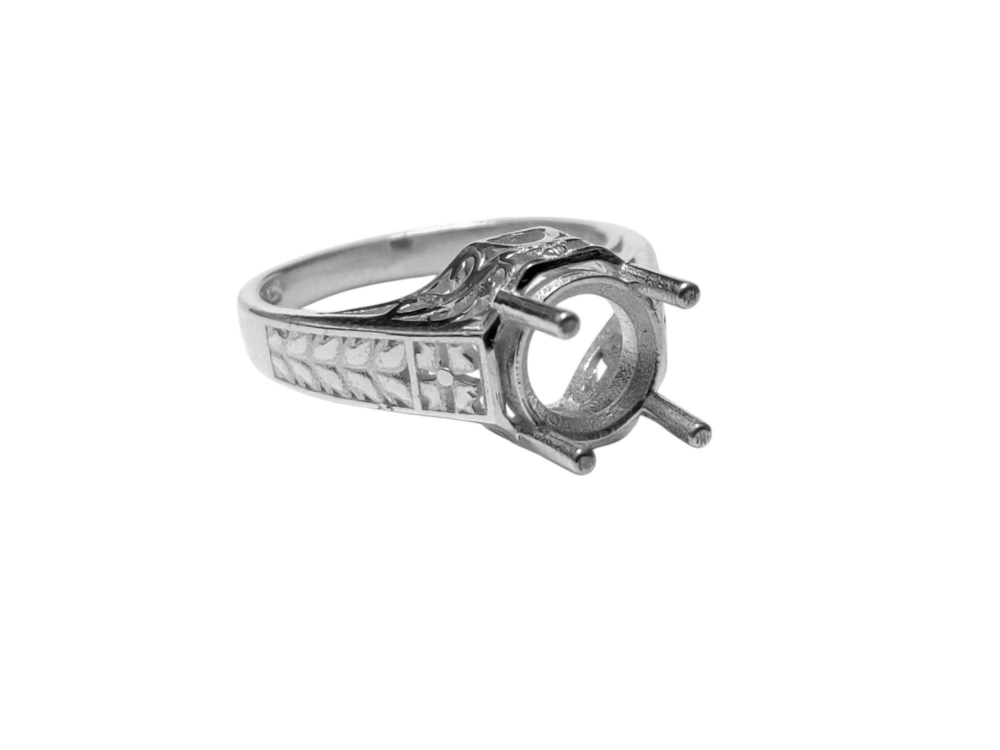 8 mm Round Semi Mount Ring Setting Silver Art Deco Ring Setting Vintage Style 8 mm Round Semi Mount Ring Blank 8 mm Round Engagement Setting
