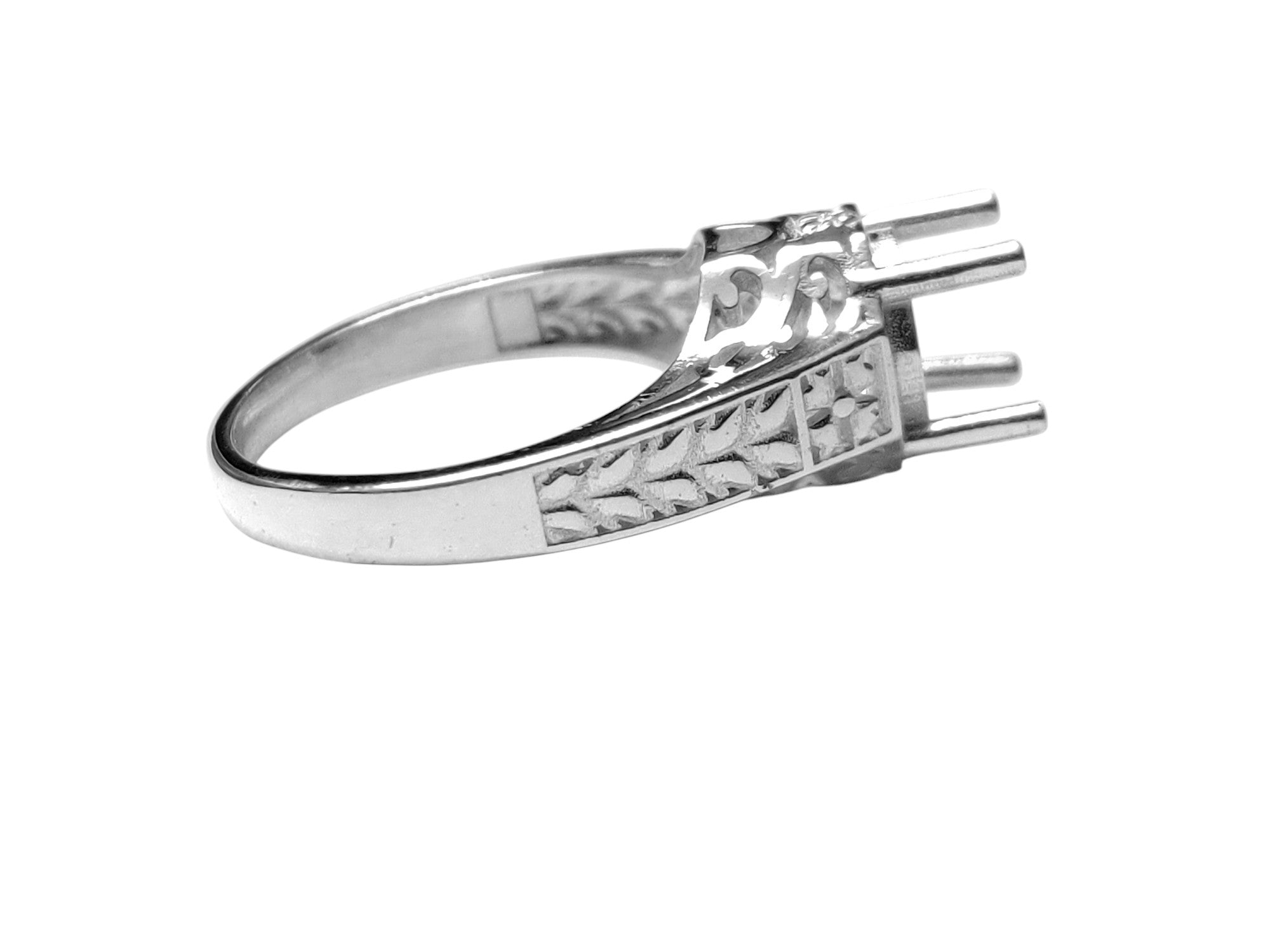 8 mm Round Semi Mount Ring Setting Silver Art Deco Ring Setting Vintage Style 8 mm Round Semi Mount Ring Blank 8 mm Round Engagement Setting
