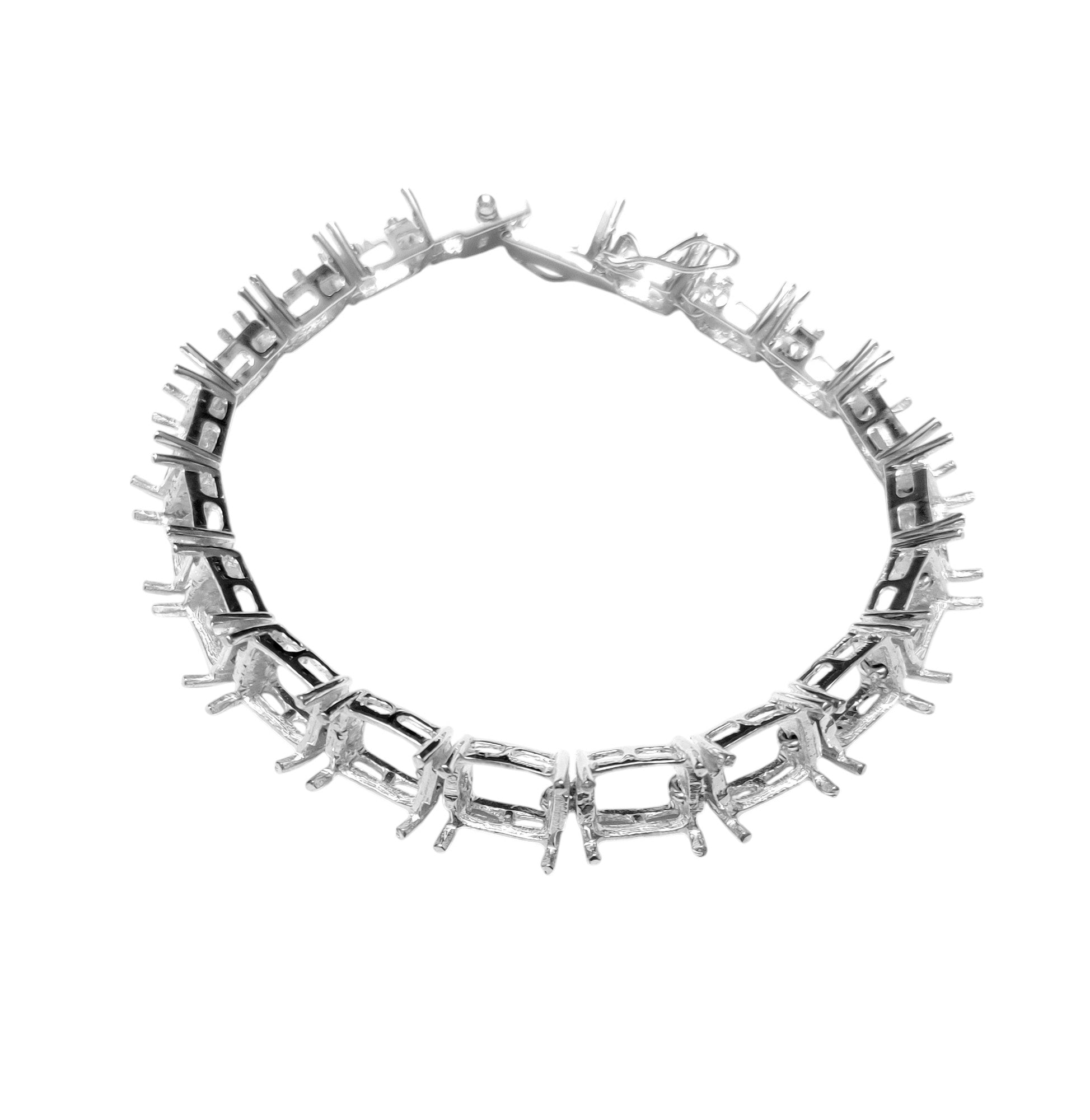 Semi Mount Bracelet 7x9 mm Octagon Bracelet Blank 9x7 mm Sterling Silver Semi Mount Bracelet Mounting
