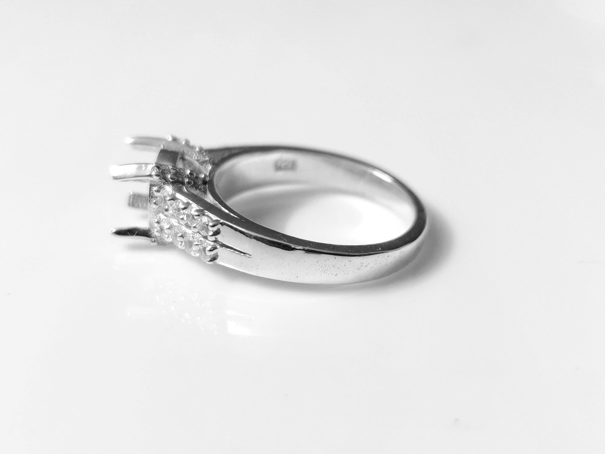7 mm Round Semi Mount Engagement Ring Blanks 7 mm Round Semi Mount Ring Setting Large Round Ring Setting 925 Silver Ring Blank Setting