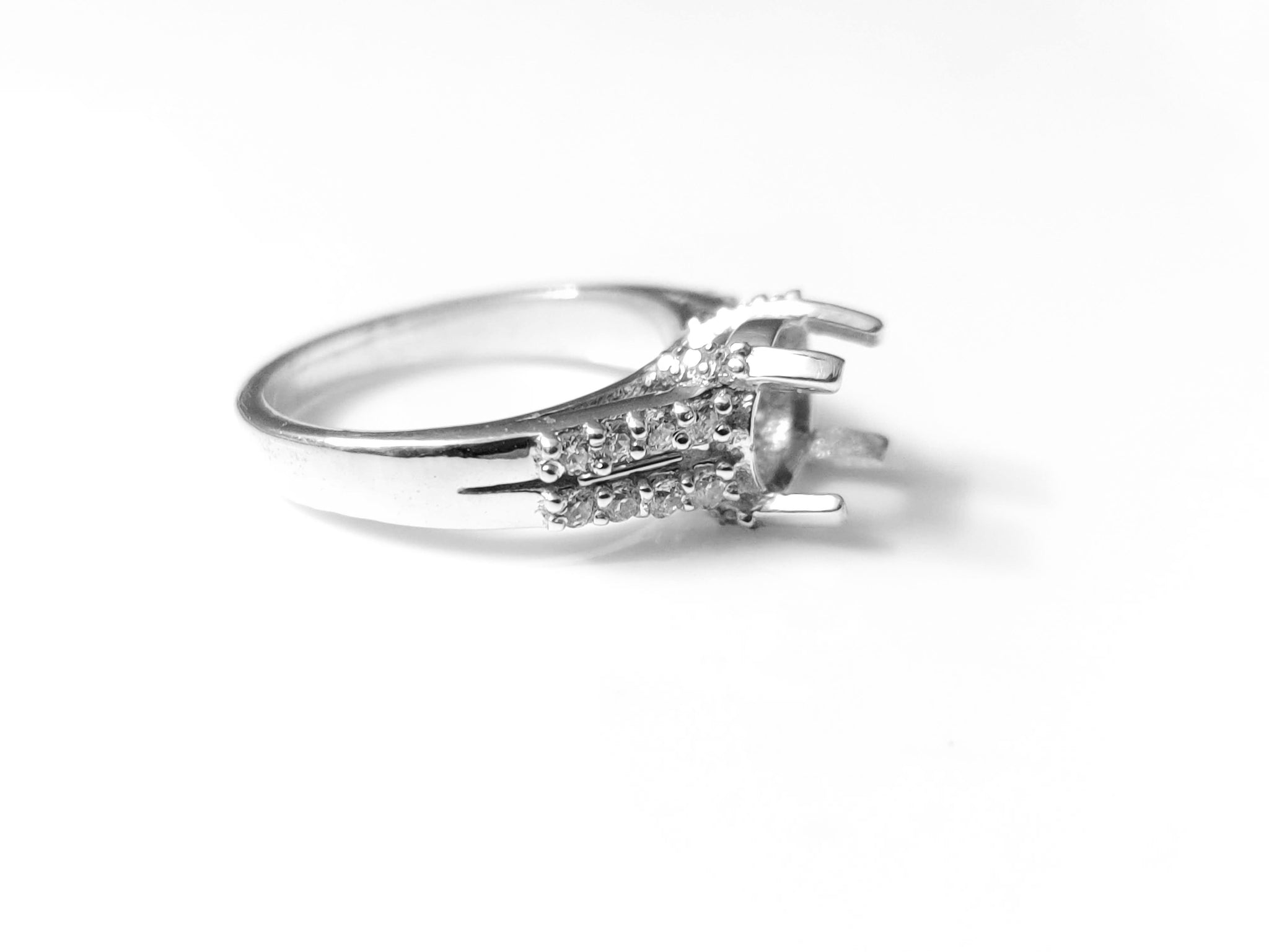 7 mm Round Semi Mount Engagement Ring Blanks 7 mm Round Semi Mount Ring Setting Large Round Ring Setting 925 Silver Ring Blank Setting