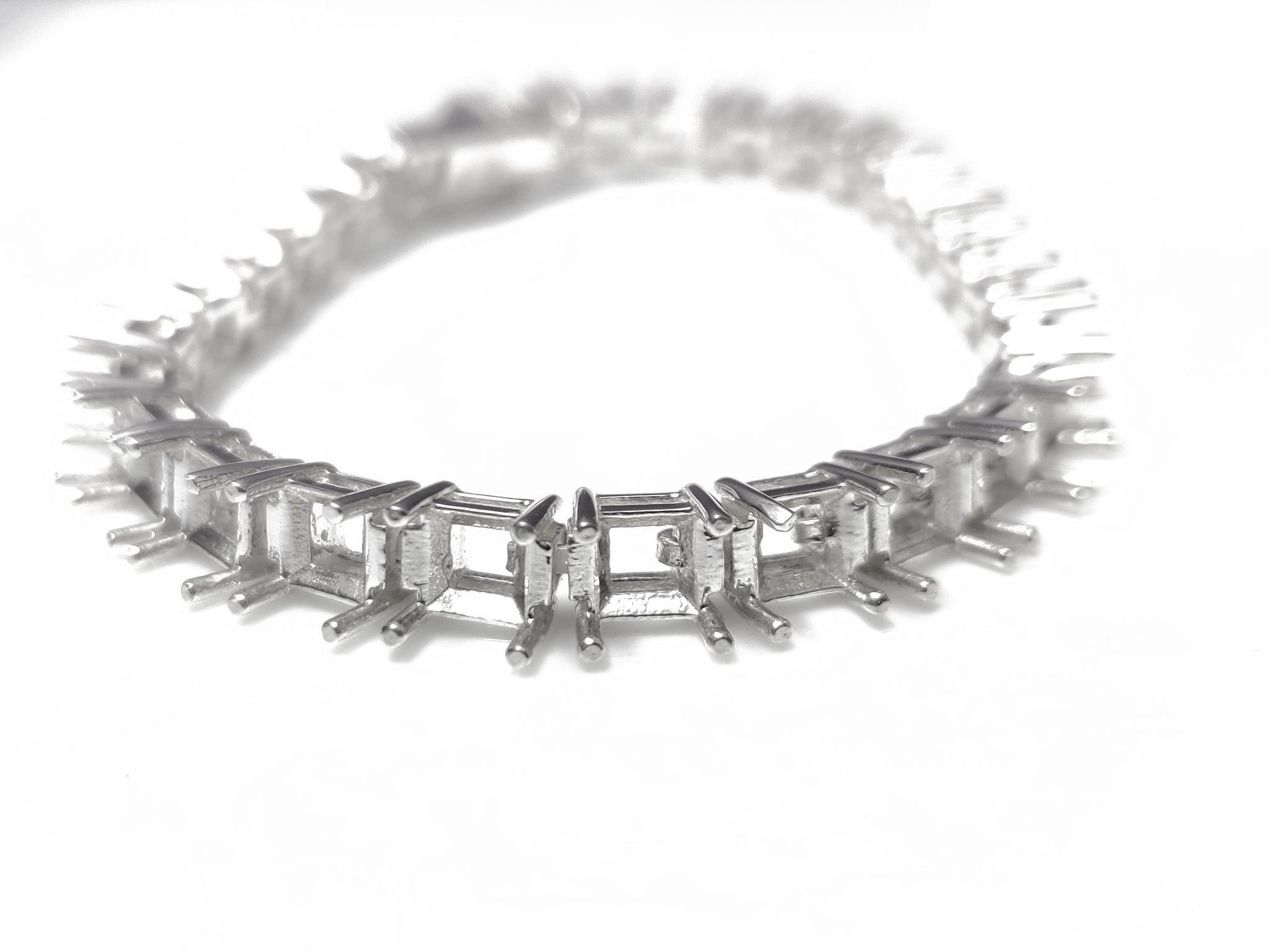 6 mm Square Bracelet Mountings 925 Silver 6 mm Square Tennis Bracelet Mountings 6 mm Square Tennis Bracelet Blank Silver Semi Mount Bracelet
