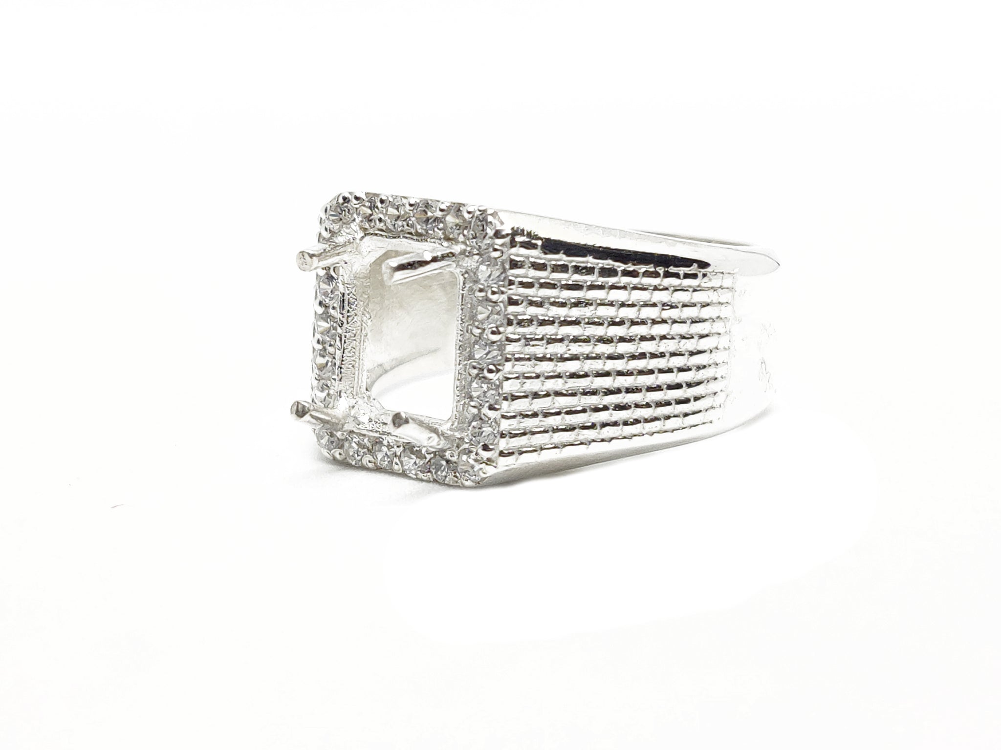 8x10 mm Emerald Cut Semi Mount Mens Ring Heavy Solid Engagement Ring Mens Wedding Band 925 Silver Ring Blanks Heavy Silver Ring Blanks