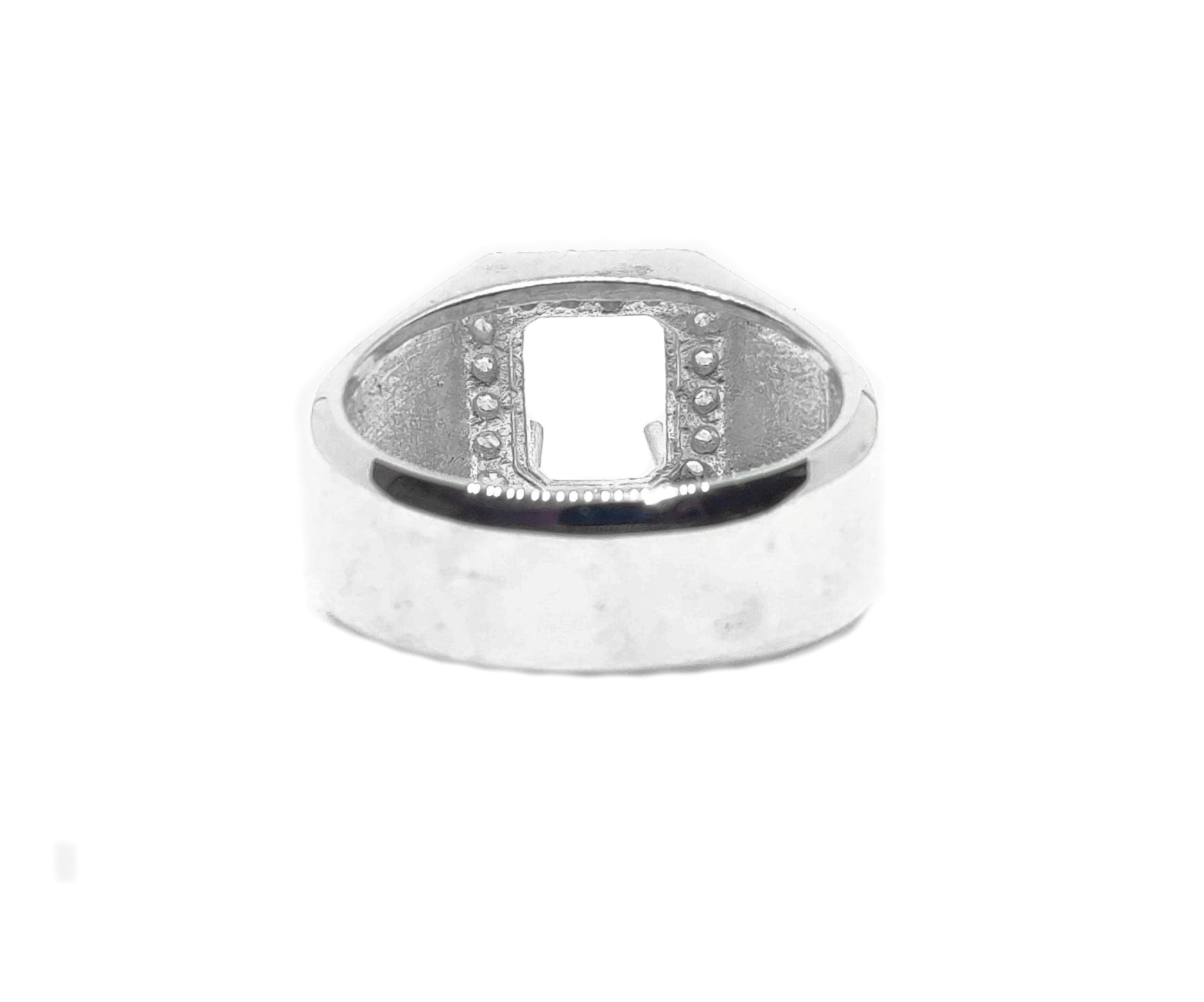 8x10 mm Emerald Cut Semi Mount Mens Ring Heavy Solid Engagement Ring Mens Wedding Band 925 Silver Ring Blanks Heavy Silver Ring Blanks