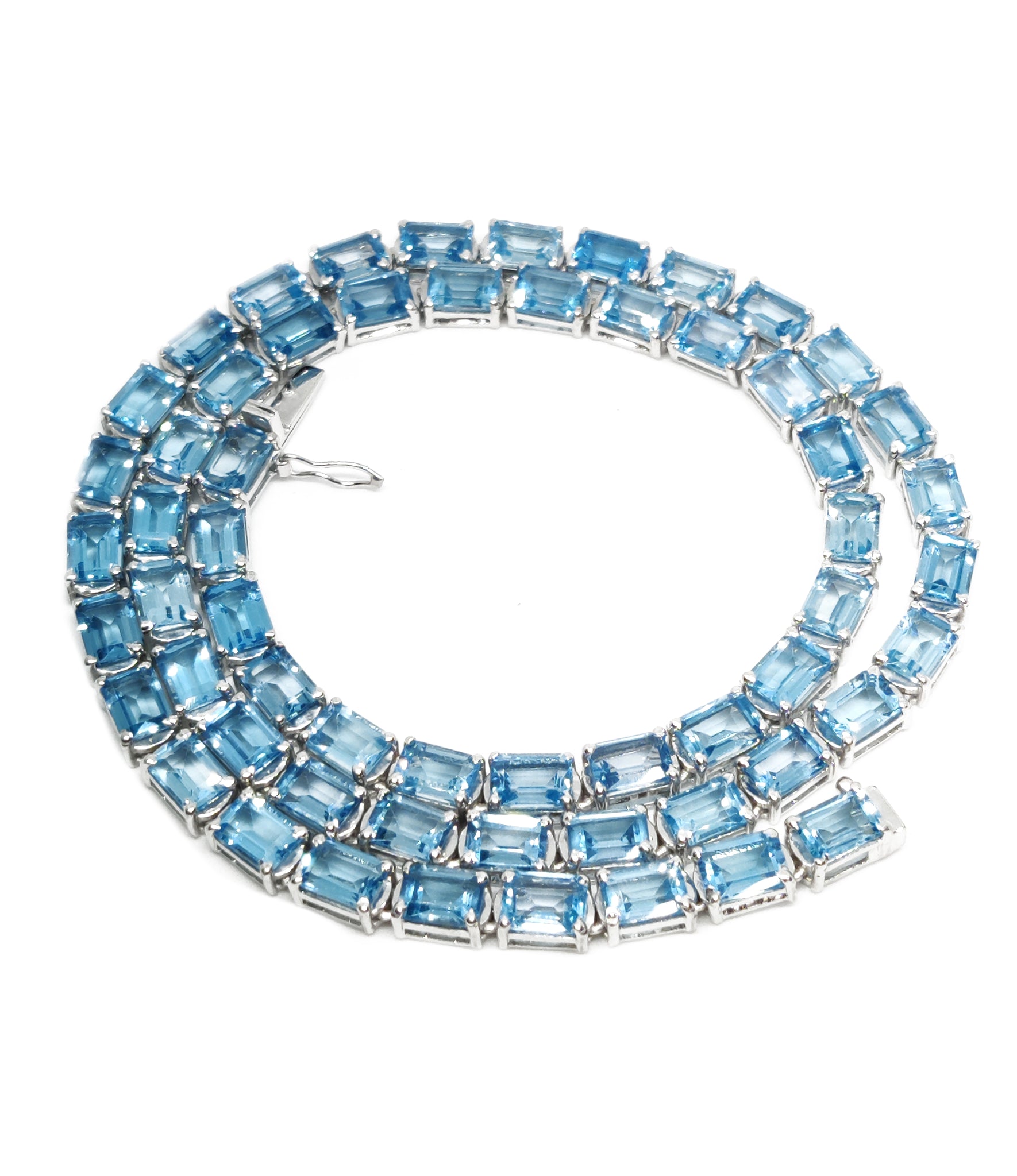 Swiss Blue Topaz Mens Necklace Natural Swiss Topaz Mens Tennis Necklace Octagon Swiss Blue Topaz Mens Tennis Chain 925 Solid Silver Mens Chain