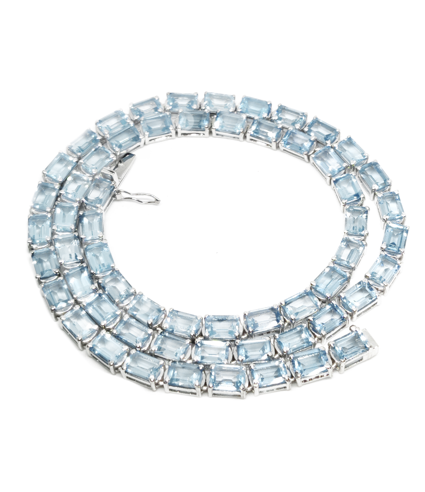 Sky Blue Topaz Mens Necklace Natural Sky Topaz Mens Tennis Necklace Octagon Sky Blue Topaz Mens Tennis Chain 925 Solid Silver Mens Chain