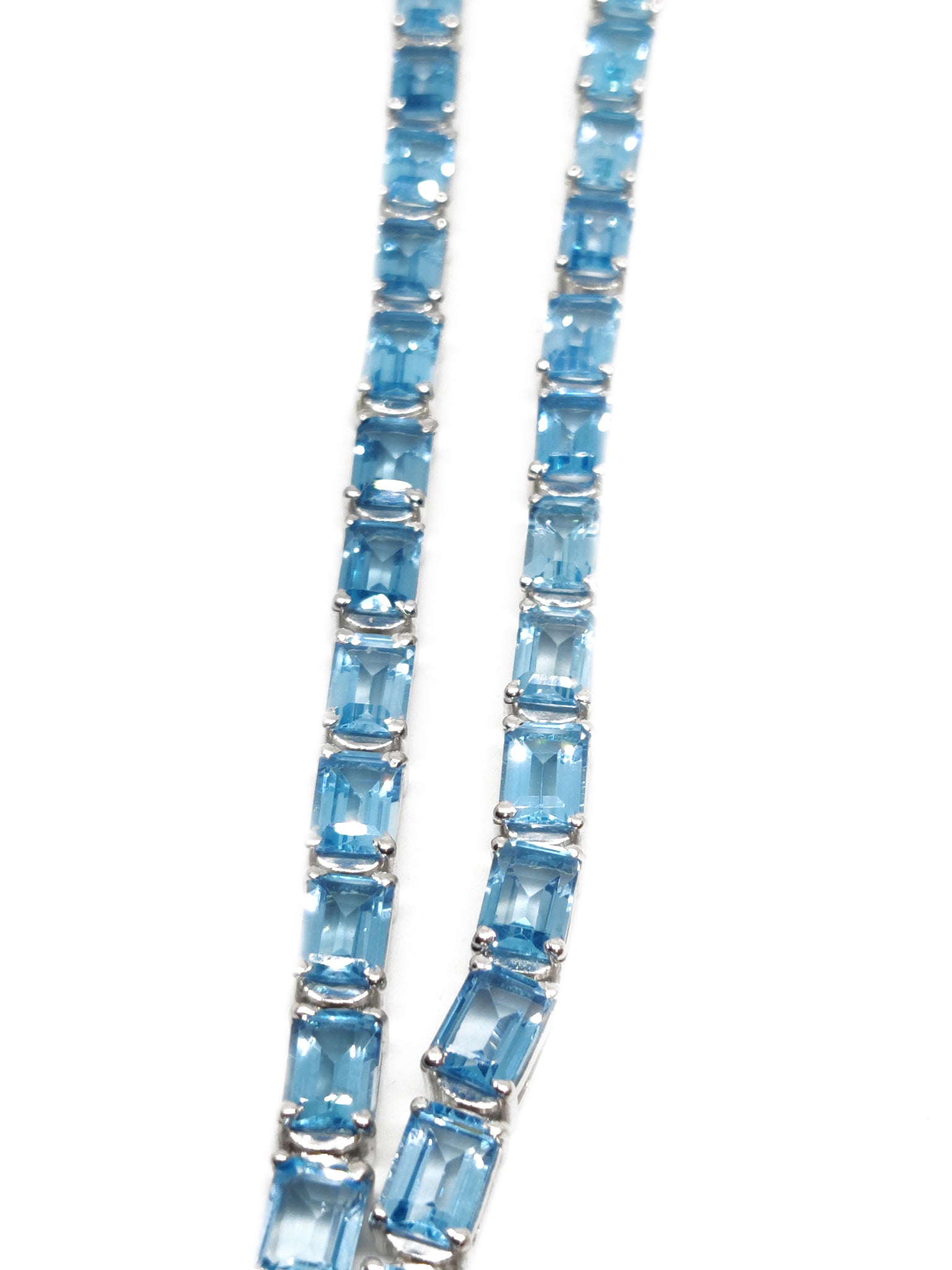 Swiss Blue Topaz Mens Necklace Natural Swiss Topaz Mens Tennis Necklace Octagon Swiss Blue Topaz Mens Tennis Chain 925 Solid Silver Mens Chain