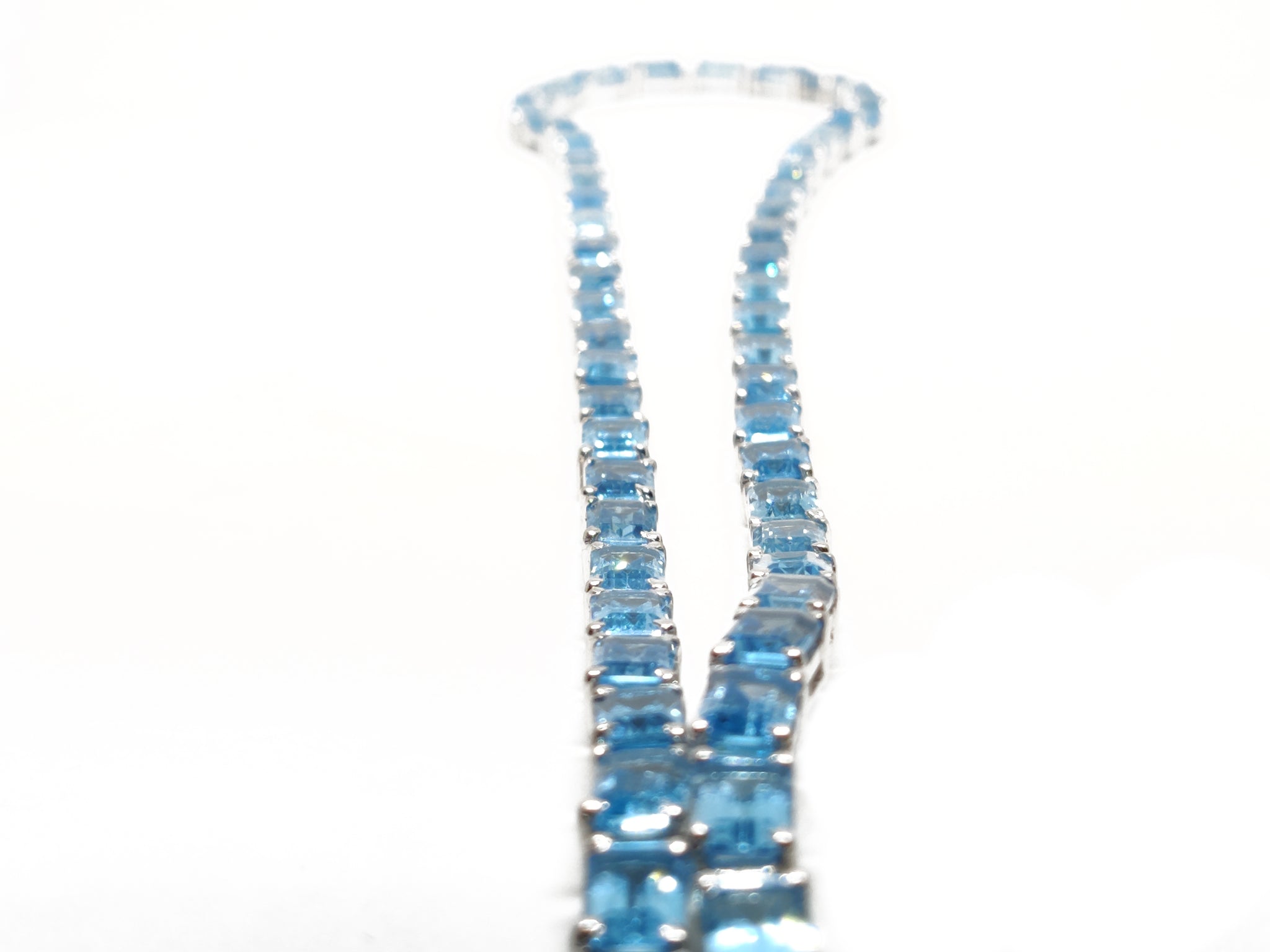 Swiss Blue Topaz Mens Necklace Natural Swiss Topaz Mens Tennis Necklace Octagon Swiss Blue Topaz Mens Tennis Chain 925 Solid Silver Mens Chain