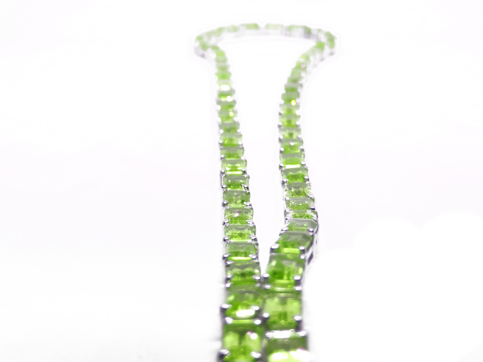 Green Peridot Tennis Mens Chain Necklace Natural Peridot Mens Tennis Necklace Octagon Green Peridot Mens Tennis Chain 925 Silver Mens Chain