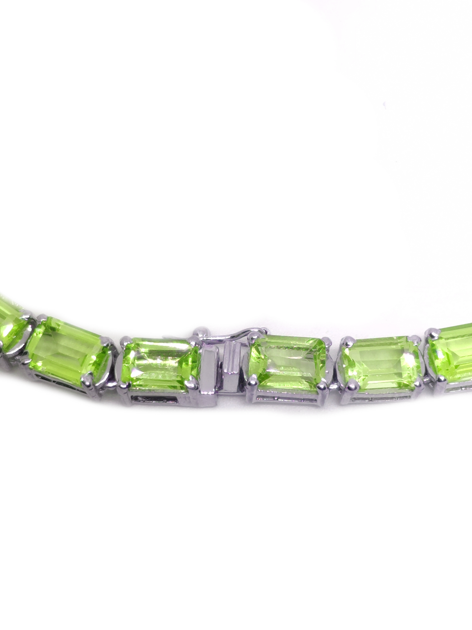 Green Peridot Tennis Mens Chain Necklace Natural Peridot Mens Tennis Necklace Octagon Green Peridot Mens Tennis Chain 925 Silver Mens Chain