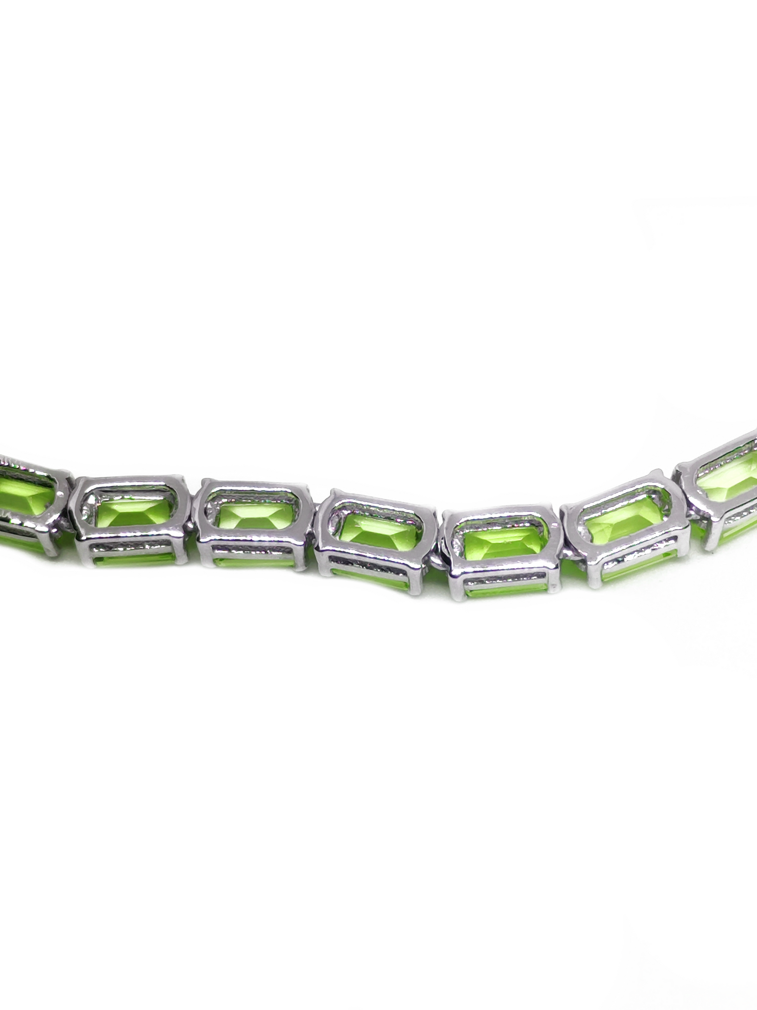 Green Peridot Tennis Mens Chain Necklace Natural Peridot Mens Tennis Necklace Octagon Green Peridot Mens Tennis Chain 925 Silver Mens Chain