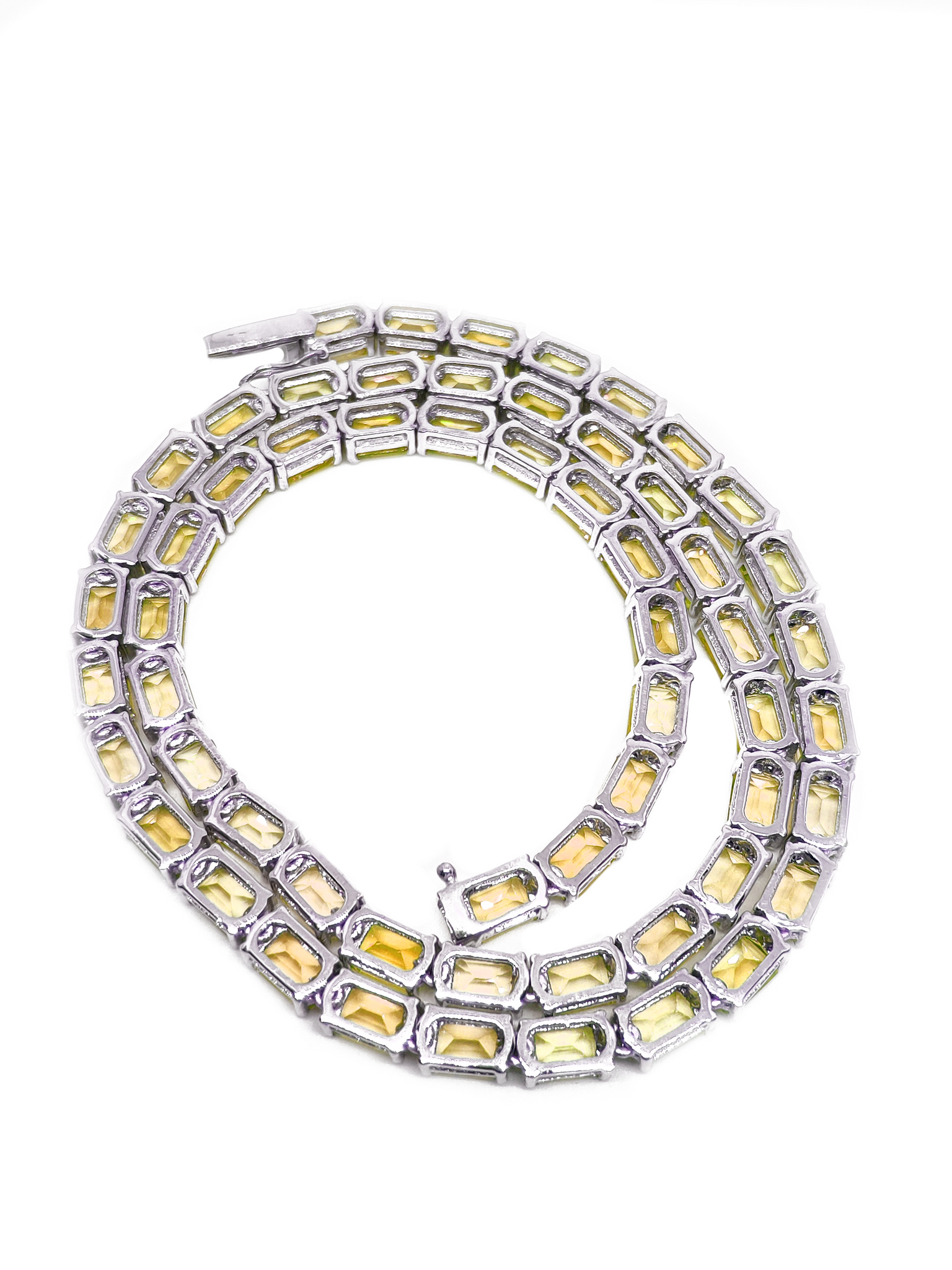 Citrine Mens Necklace Natural Citrine Mens Tennis Necklace Octagon Citrine Mens Tennis Chain 925 Solid Silver Mens Chain