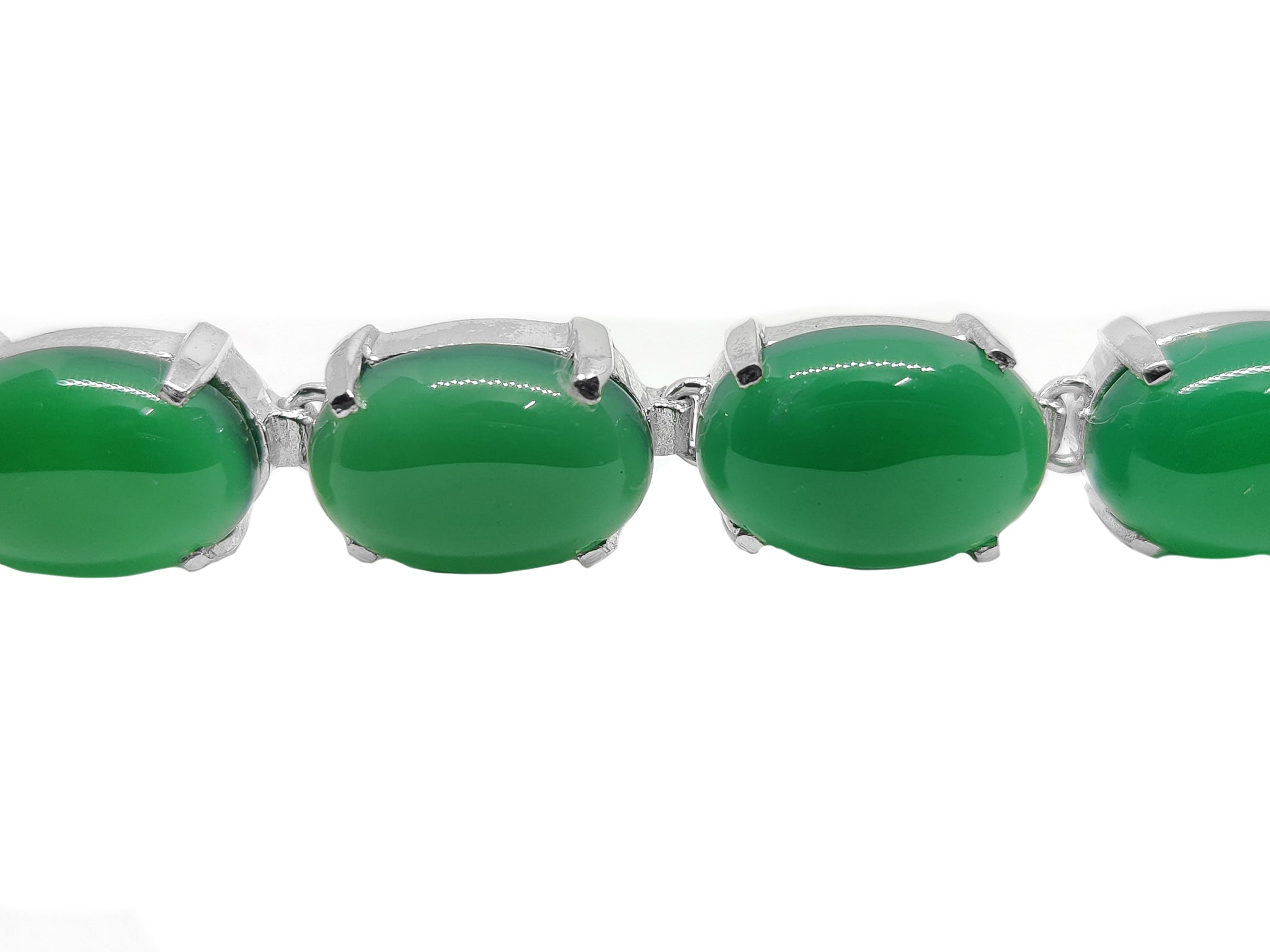 Sterling Silver Green Onyx Bracelet Natural Green Onyx Bracelet For Men 10x14 mm Oval Big Green Onyx Tennis Bracelet For Unisex