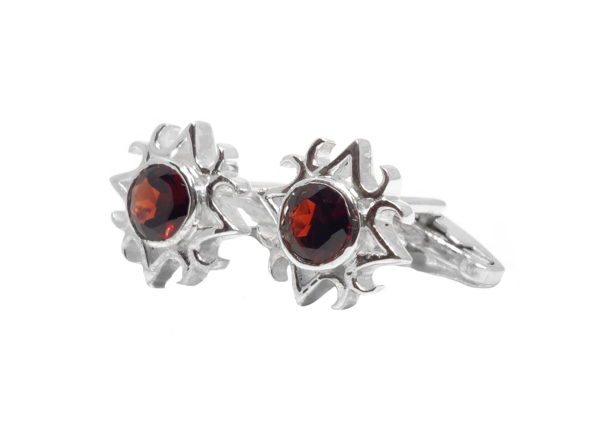 Art Deco Garnet Cufflinks Sterling Silver Garnet Cufflinks For Men Groomsmen Cufflinks Red Garnet Wedding Cufflinks For Men Fathers Day Gift