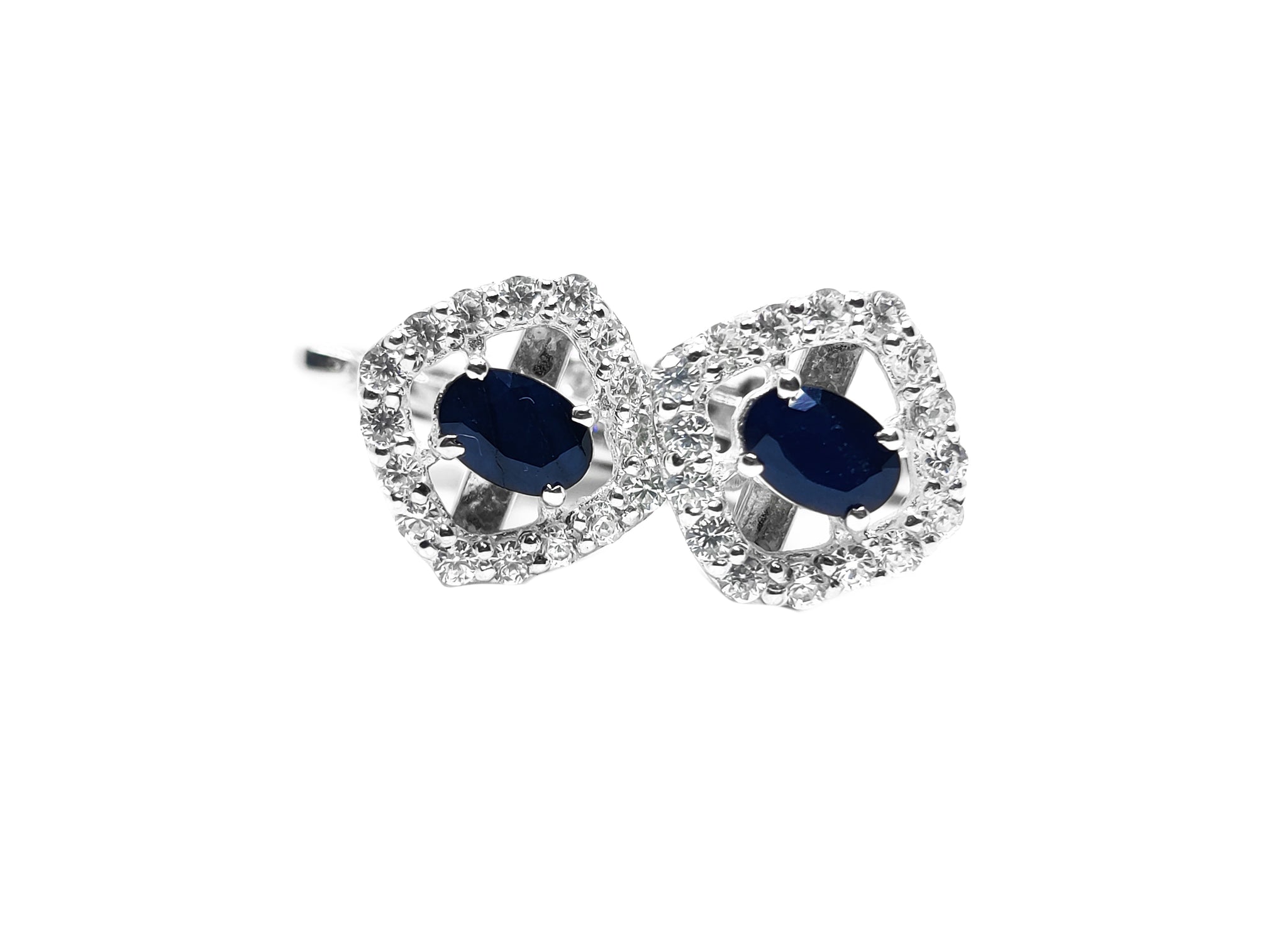 Sterling Silver Blue Sapphire Cufflinks 4x6 mm Oval Sapphire Cufflinks September Birthstone Cufflinks Natural Sapphire Cufflinks