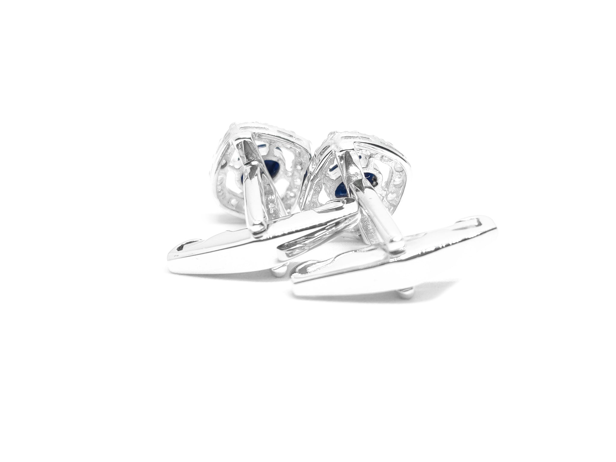 Sterling Silver Blue Sapphire Cufflinks 4x6 mm Oval Sapphire Cufflinks September Birthstone Cufflinks Natural Sapphire Cufflinks