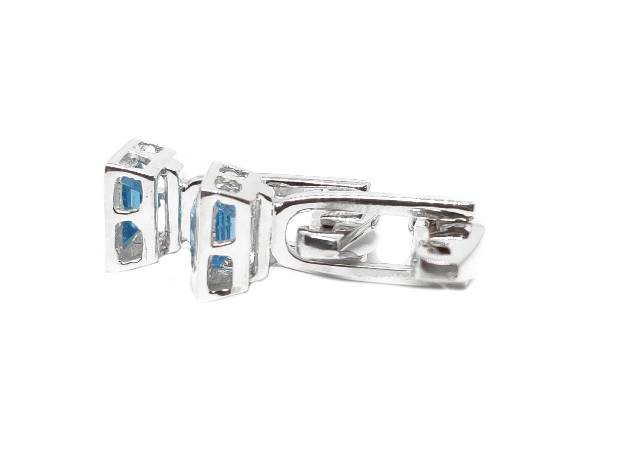 Solid Silver Swiss Blue Topaz Classic Cufflinks For Men Swiss Topaz Groomsmen Cufflinks For Wedding Natural Blue Topaz Cufflinks Fathers Day