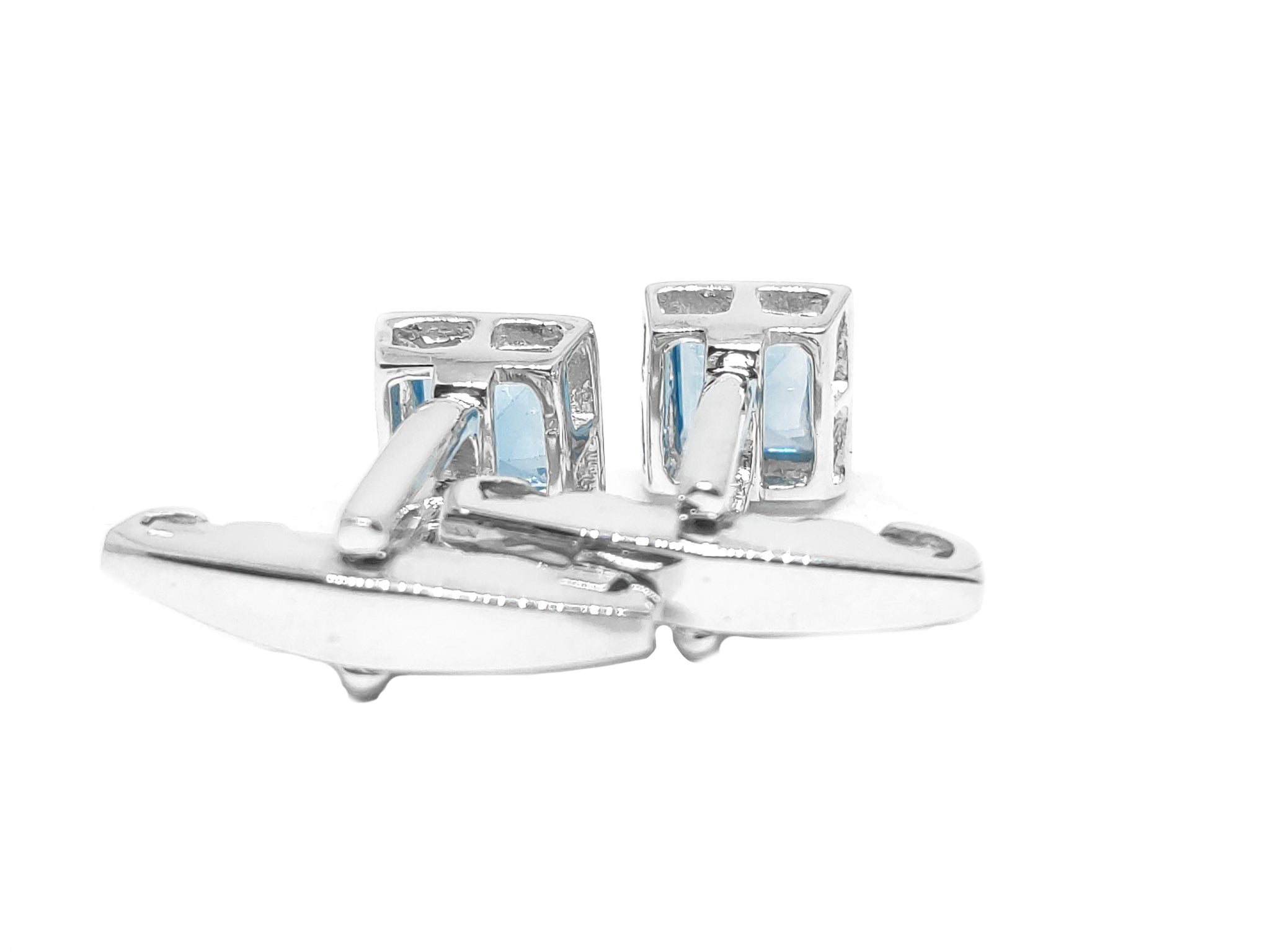 Solid Silver Swiss Blue Topaz Classic Cufflinks For Men Swiss Topaz Groomsmen Cufflinks For Wedding Natural Blue Topaz Cufflinks Fathers Day