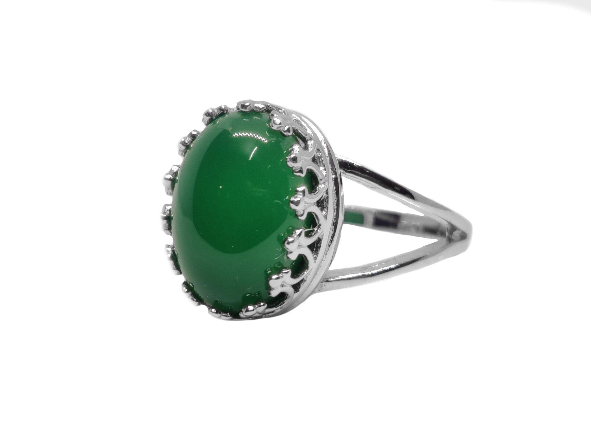 Natural Green Onyx Promise Ring Deep Green Onyx Crown Band 925 Sterling Silver Onyx Promise Band Green Onyx Pre Wedding Ring
