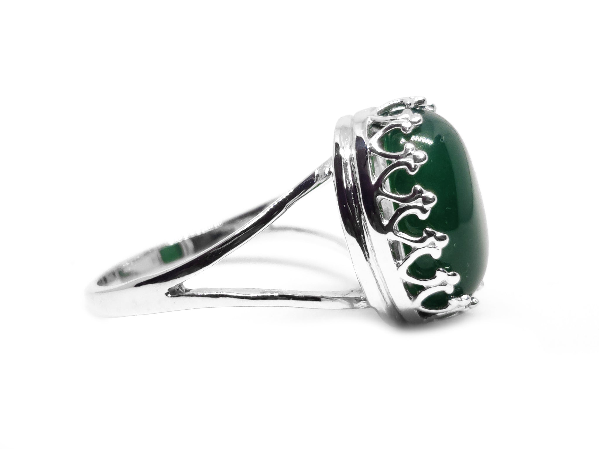 Natural Green Onyx Promise Ring Deep Green Onyx Crown Band 925 Sterling Silver Onyx Promise Band Green Onyx Pre Wedding Ring