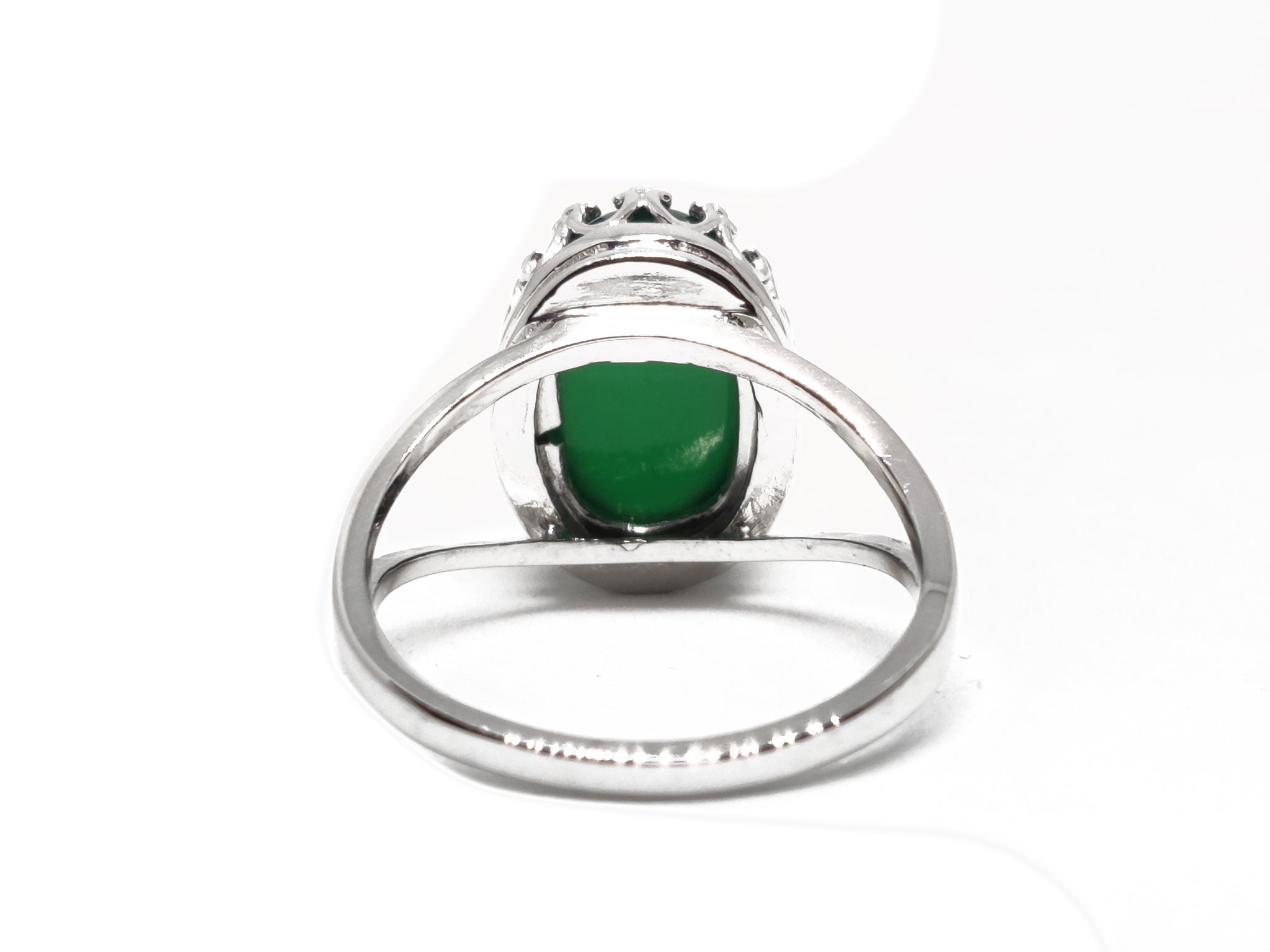 Natural Green Onyx Promise Ring Deep Green Onyx Crown Band 925 Sterling Silver Onyx Promise Band Green Onyx Pre Wedding Ring