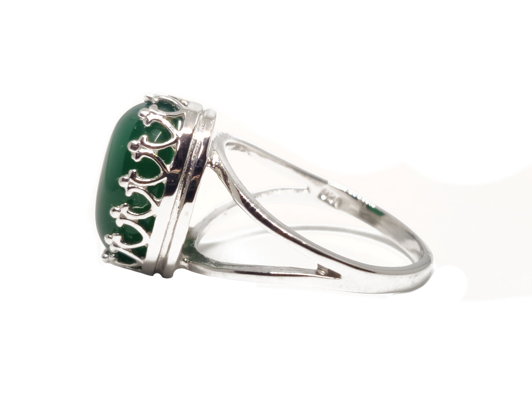 Natural Green Onyx Promise Ring Deep Green Onyx Crown Band 925 Sterling Silver Onyx Promise Band Green Onyx Pre Wedding Ring