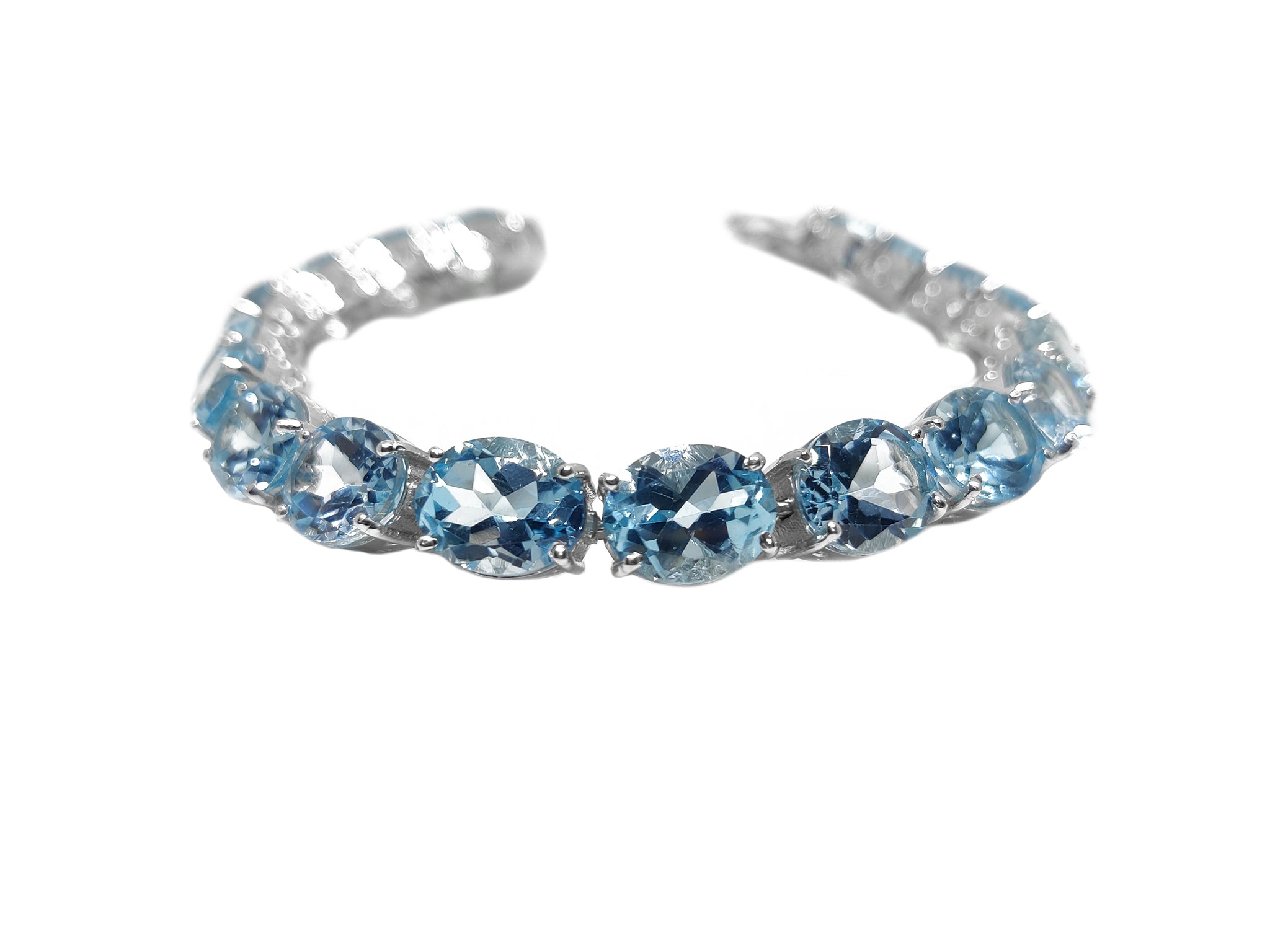 Big Blue Topaz Bracelet 925 Sterling Silver Blue Topaz Tennis Bracelet Big Blue Topaz Bracelet Anniversary Wedding Birthday Gift