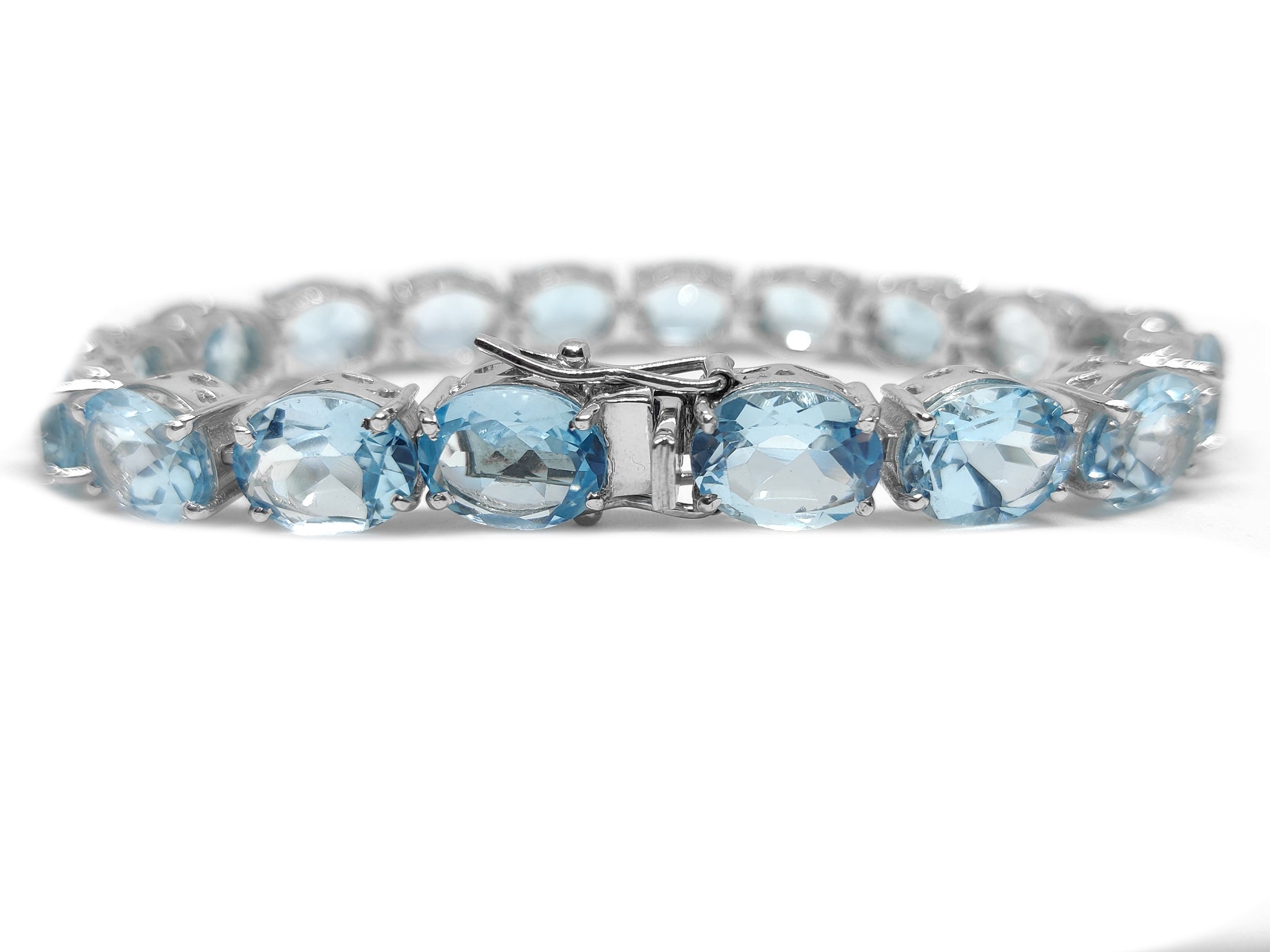 Big Blue Topaz Bracelet 925 Sterling Silver Blue Topaz Tennis Bracelet Big Blue Topaz Bracelet Anniversary Wedding Birthday Gift