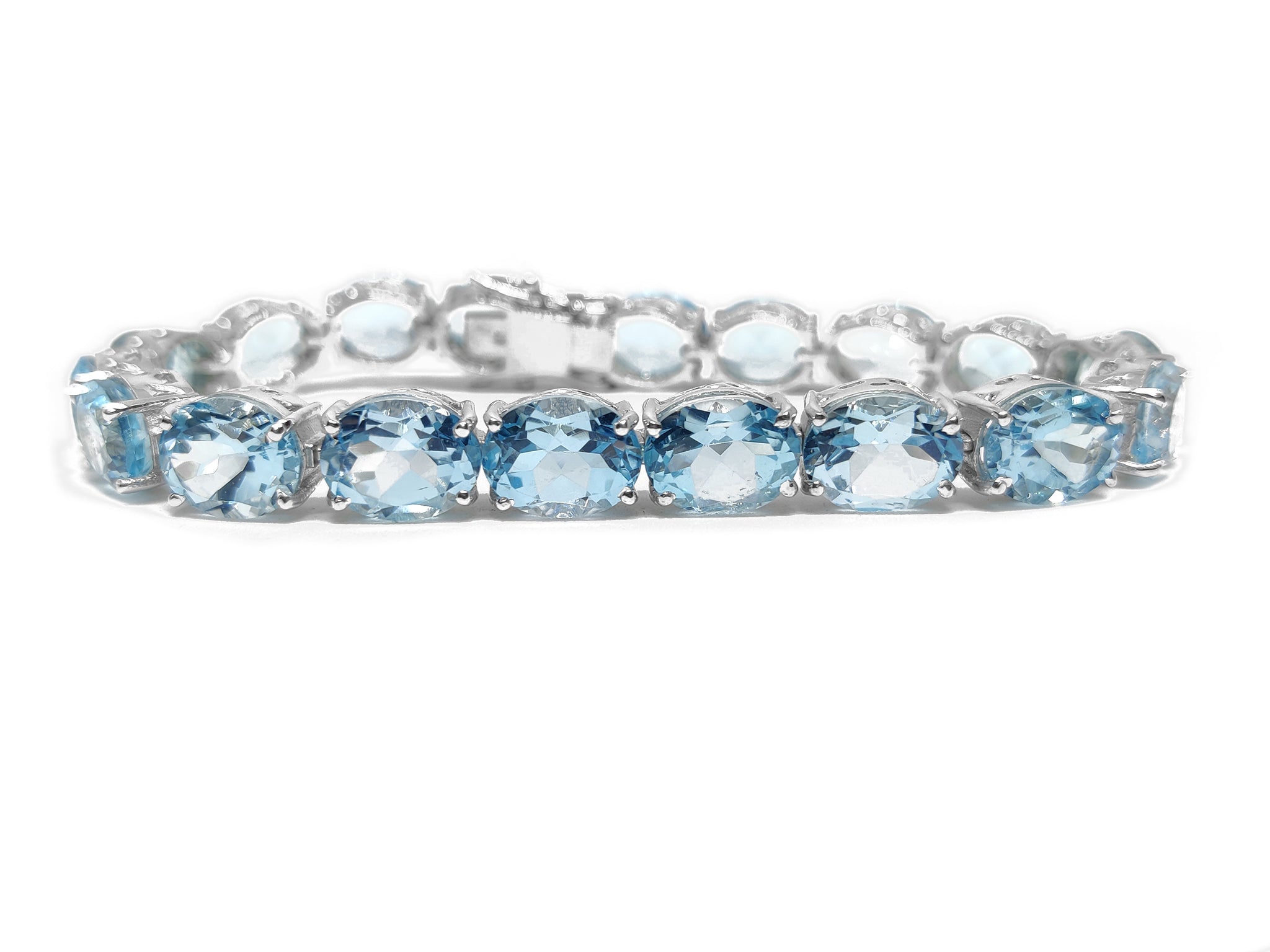 Big Blue Topaz Bracelet 925 Sterling Silver Blue Topaz Tennis Bracelet Big Blue Topaz Bracelet Anniversary Wedding Birthday Gift