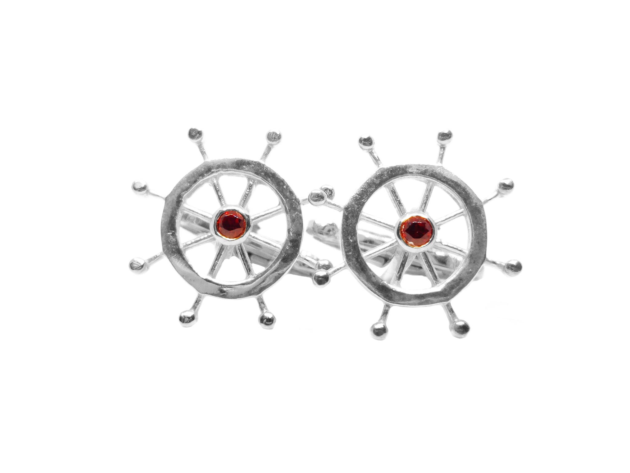 925 Silver Sailor cufflinks Designer Red Sailor Cufflinks For Men Sterling Silver Garnet Sailor cufflinks For Men Groomsmen Cufflinks