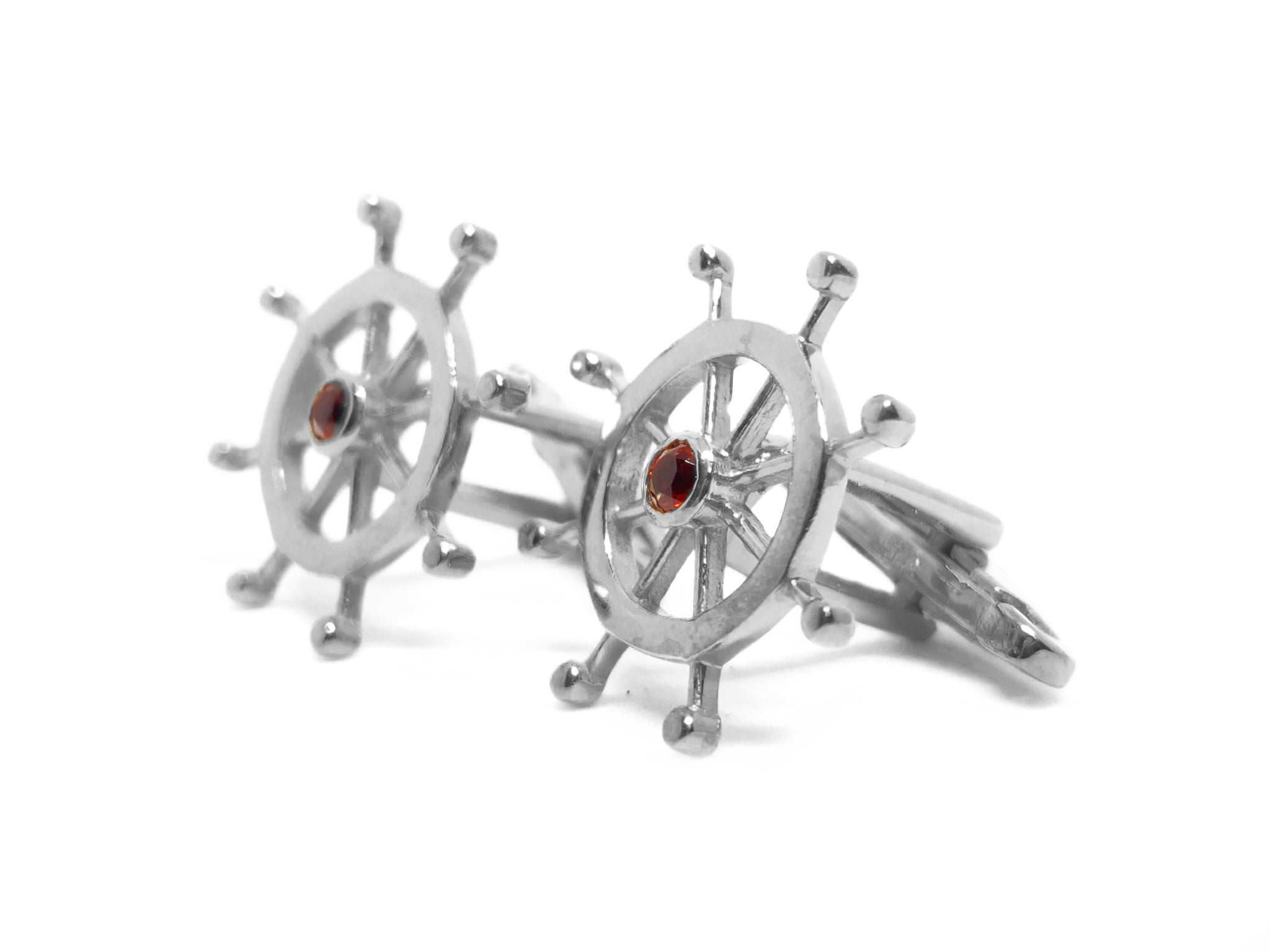 925 Silver Sailor cufflinks Designer Red Sailor Cufflinks For Men Sterling Silver Garnet Sailor cufflinks For Men Groomsmen Cufflinks