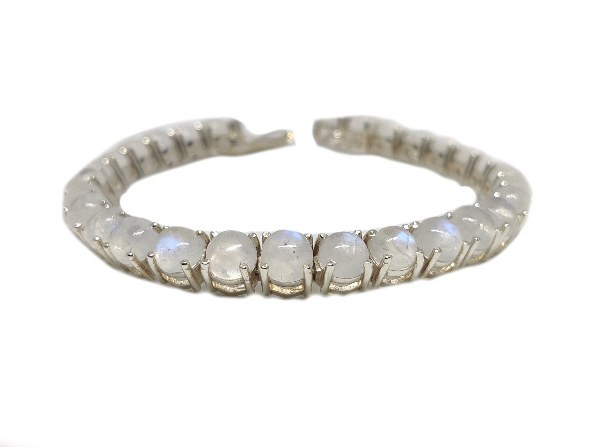 Sterling Silver Rainbow Moonstone Bracelet Natural Moonstone Bracelet For Her 6 mm Round Tennis Rainbow Moonstone Bracelet Blue Moonstone