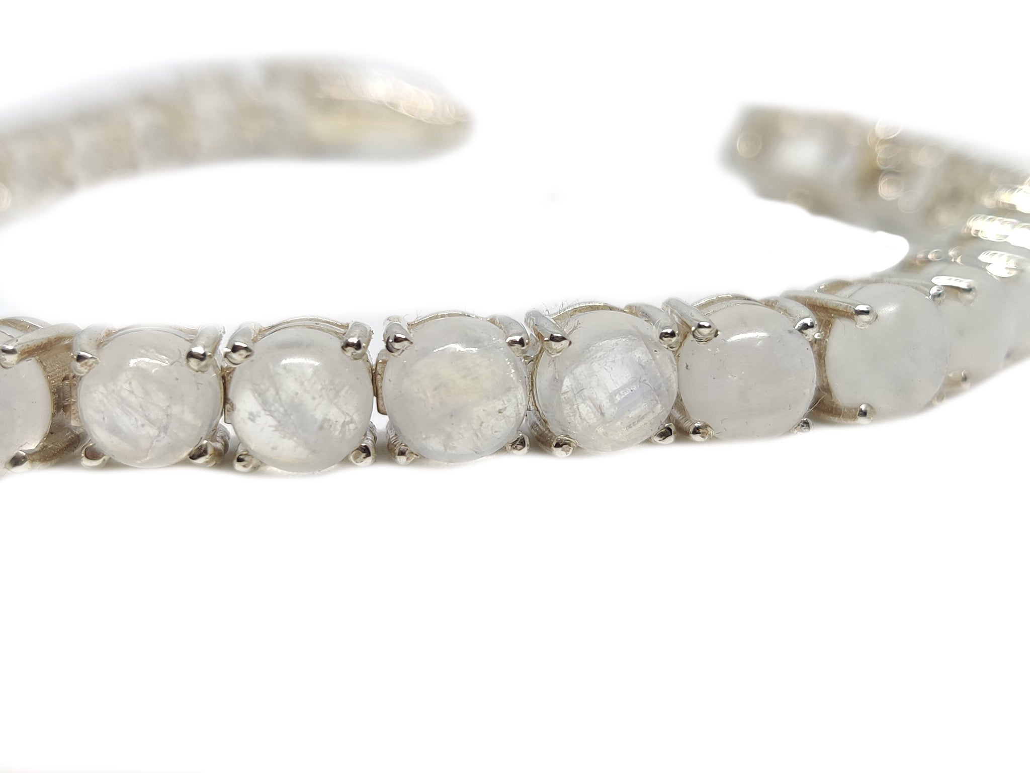 Sterling Silver Rainbow Moonstone Bracelet Natural Moonstone Bracelet For Her 6 mm Round Tennis Rainbow Moonstone Bracelet Blue Moonstone