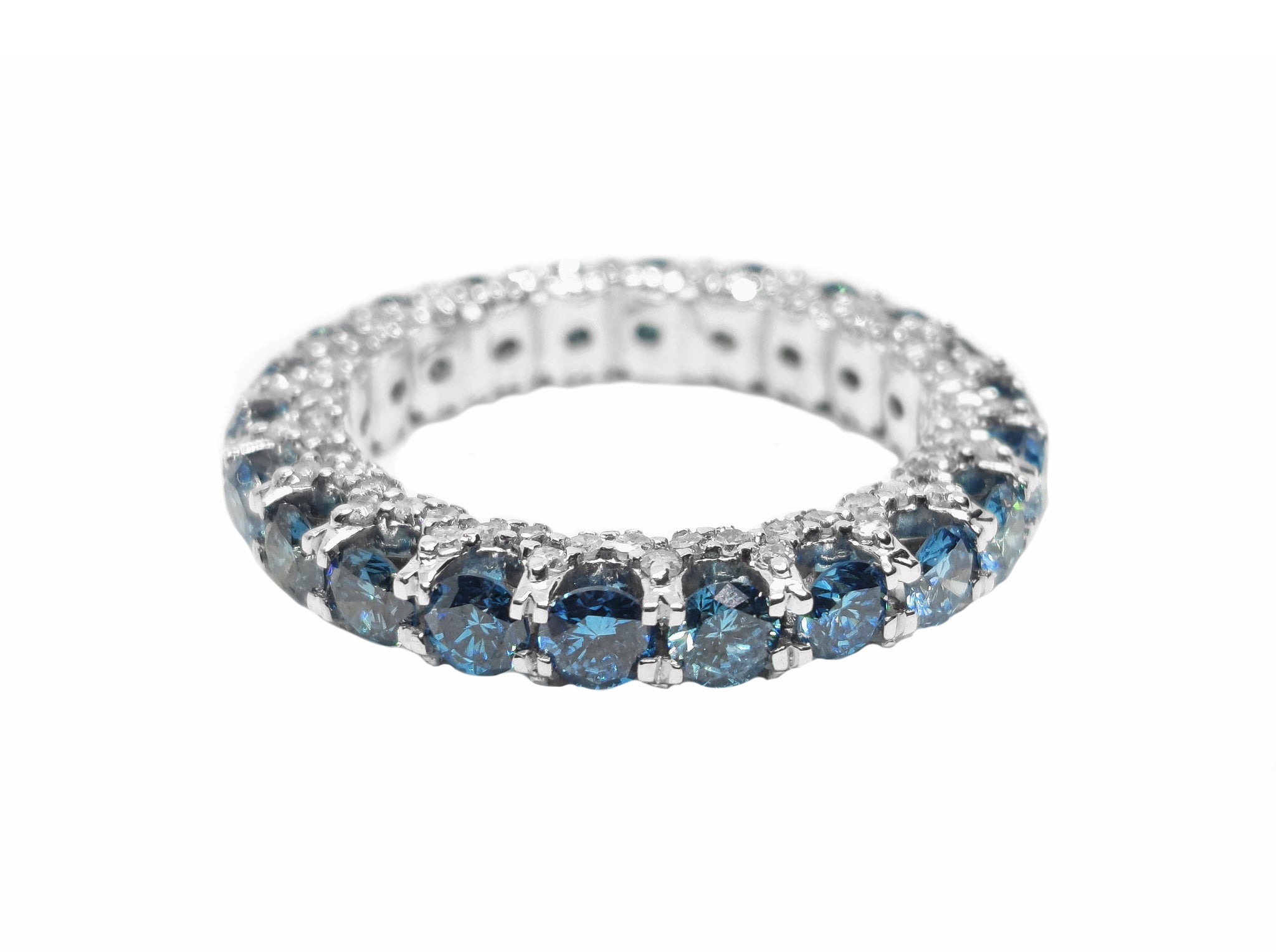 Blue Moissanite Eternity Wedding Band CVD Blue Moissanite Engagement Band 2.2 Ct Blue Moissanite Wedding Ring Moissanite Eternity Ring For Her