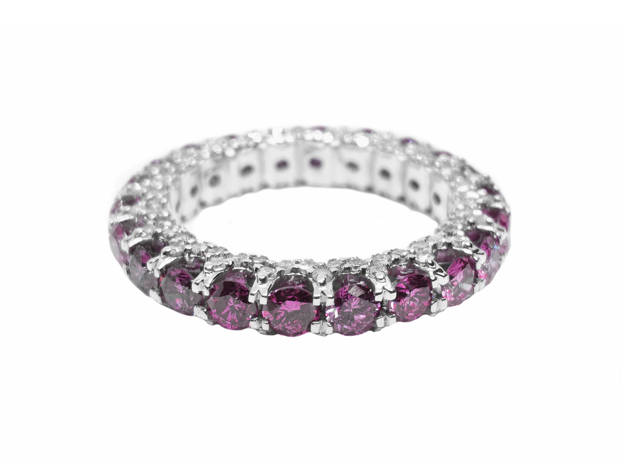 Pink Moissanite Eternity Wedding Band Pink Moissanite Engagement Band 2.2 Ct Pink Moissanite Wedding Ring Moissanite Eternity Ring For Her