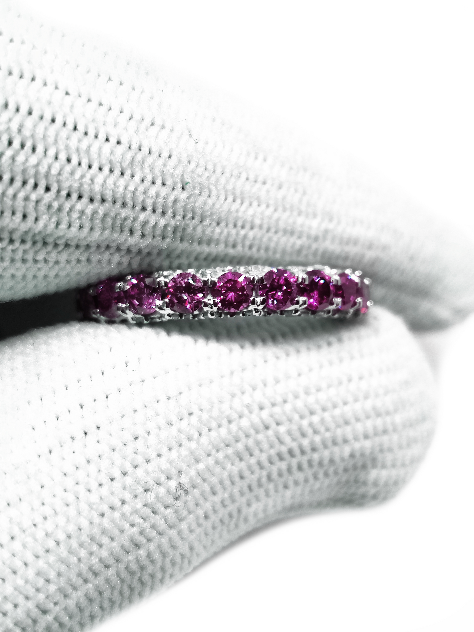 Pink Moissanite Eternity Wedding Band Pink Moissanite Engagement Band 2.2 Ct Pink Moissanite Wedding Ring Moissanite Eternity Ring For Her