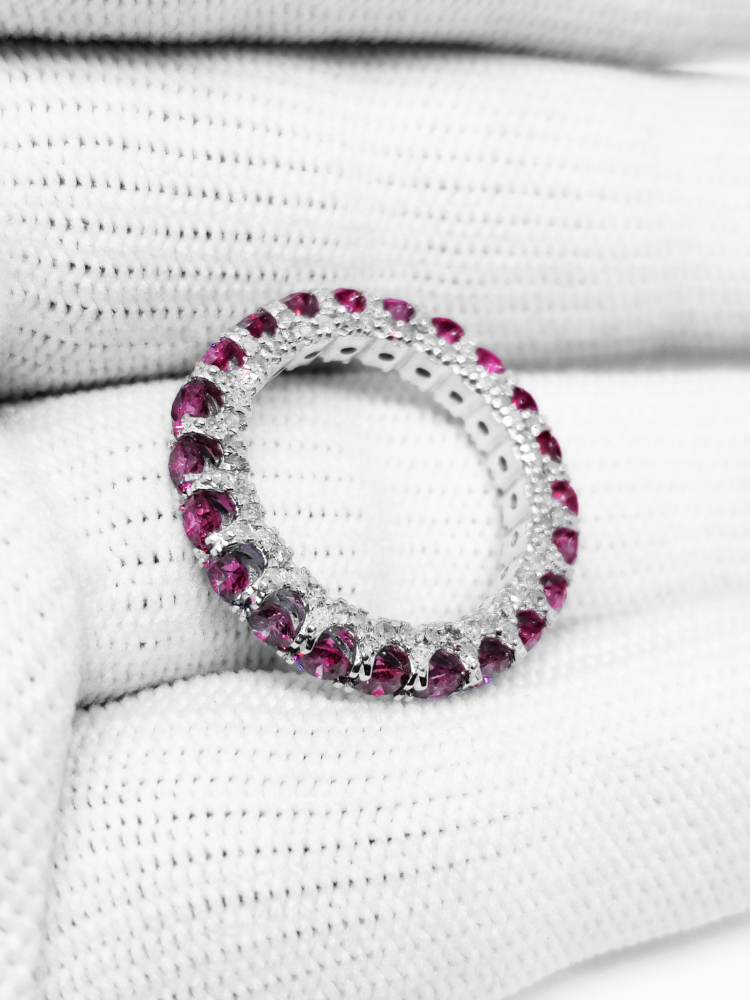 Pink Moissanite Eternity Wedding Band Pink Moissanite Engagement Band 2.2 Ct Pink Moissanite Wedding Ring Moissanite Eternity Ring For Her