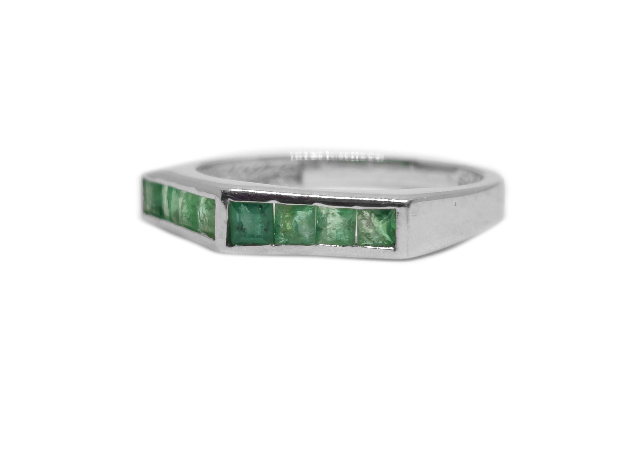Sterling Silver Emerald Band Natural Emerald Band May Birthstone Band Channel Emerald Band Designer Emerald Band 2.20 ct Emerald Ring