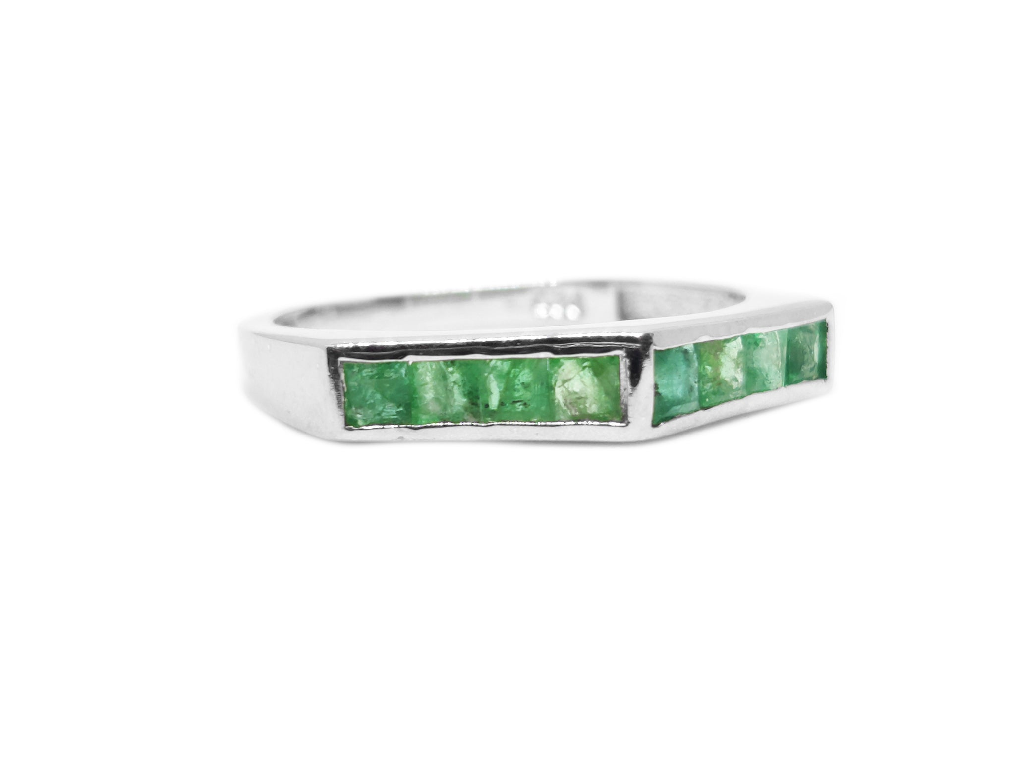 Sterling Silver Emerald Band Natural Emerald Band May Birthstone Band Channel Emerald Band Designer Emerald Band 2.20 ct Emerald Ring