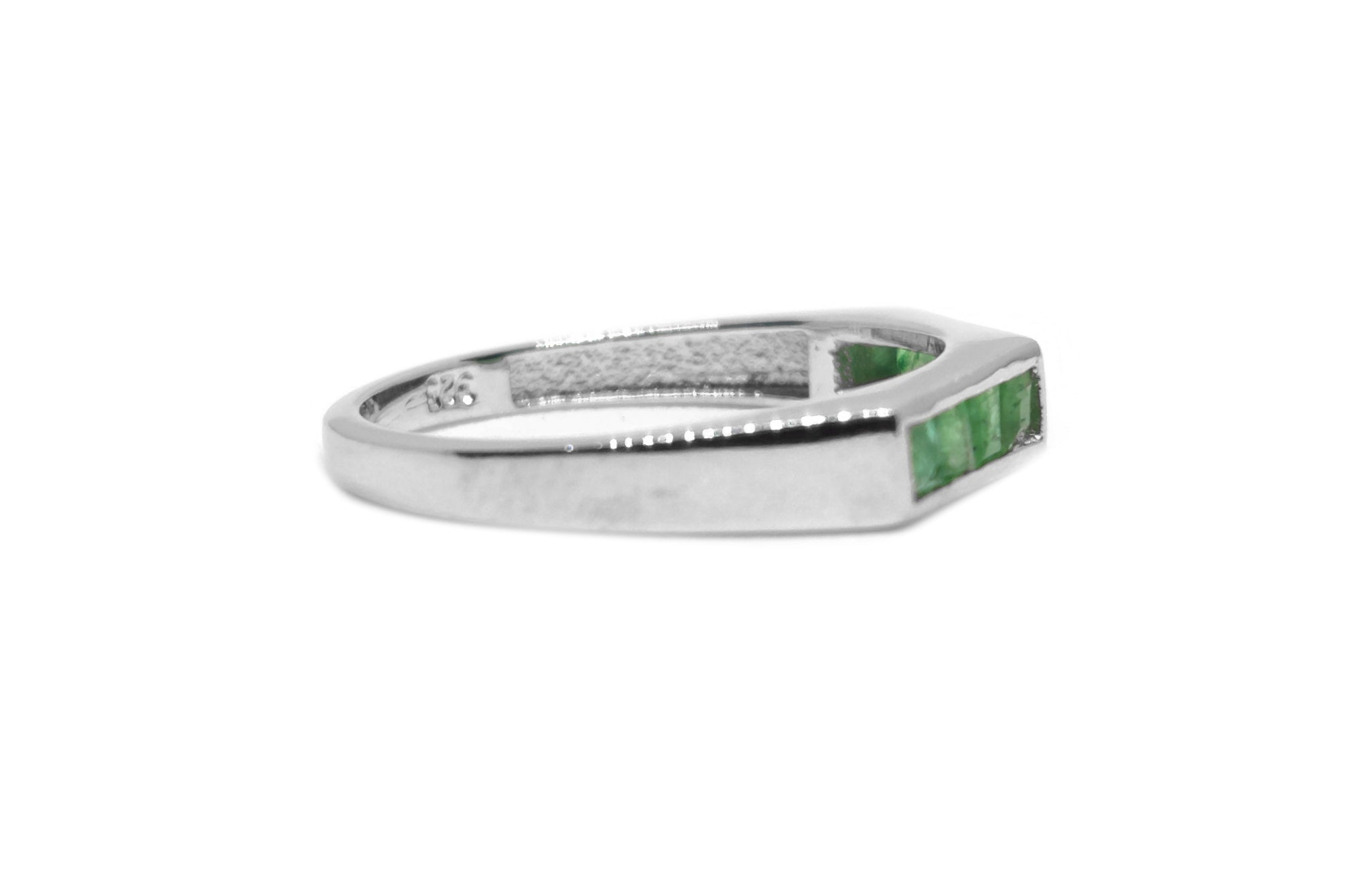 Sterling Silver Emerald Band Natural Emerald Band May Birthstone Band Channel Emerald Band Designer Emerald Band 2.20 ct Emerald Ring