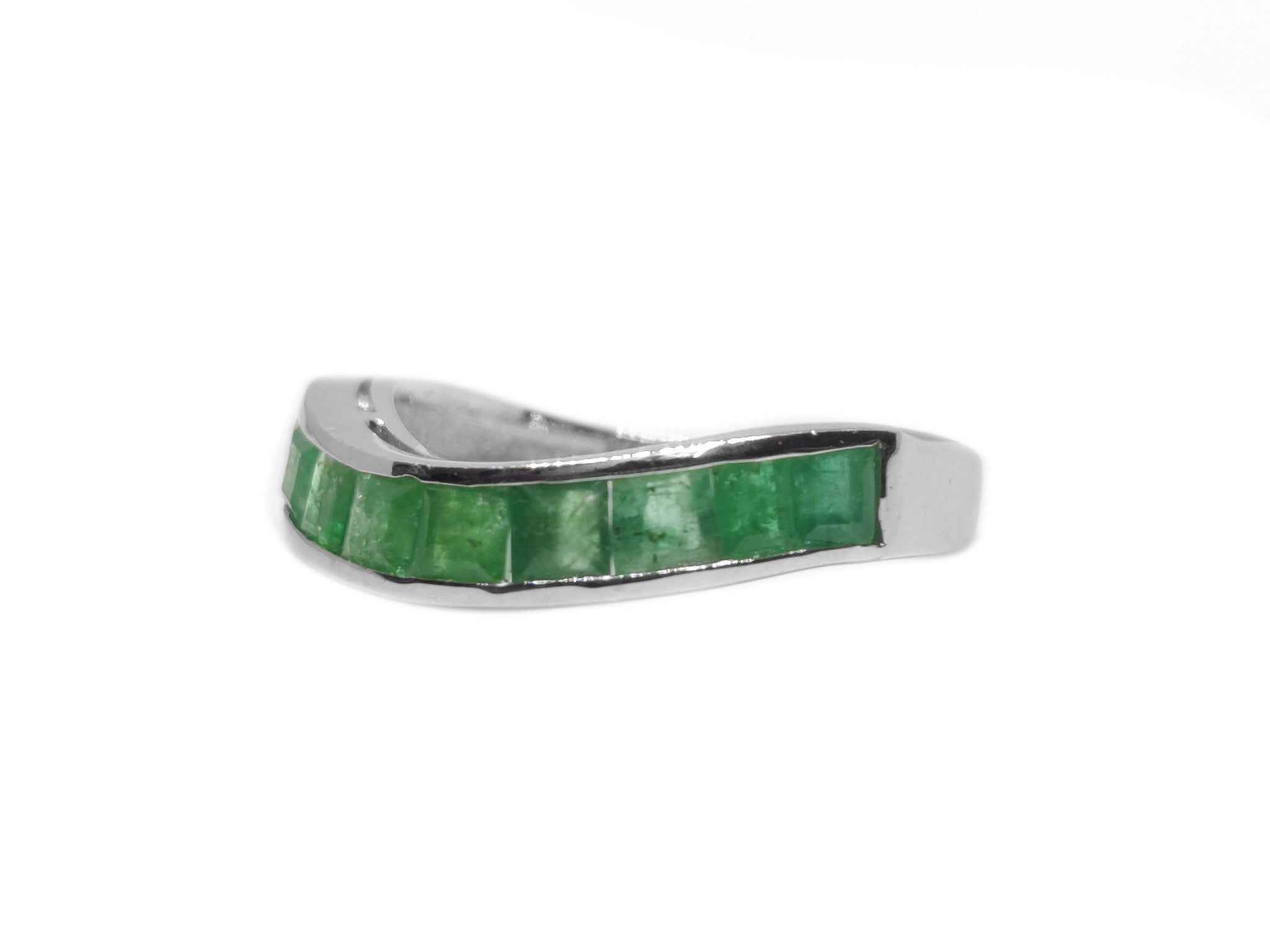 925 Solid Silver Emerald Band Natural Emerald Band May Birthstone Band Channel Emerald Band Designer Emerald Band 2.00 Ct Emerald Ring