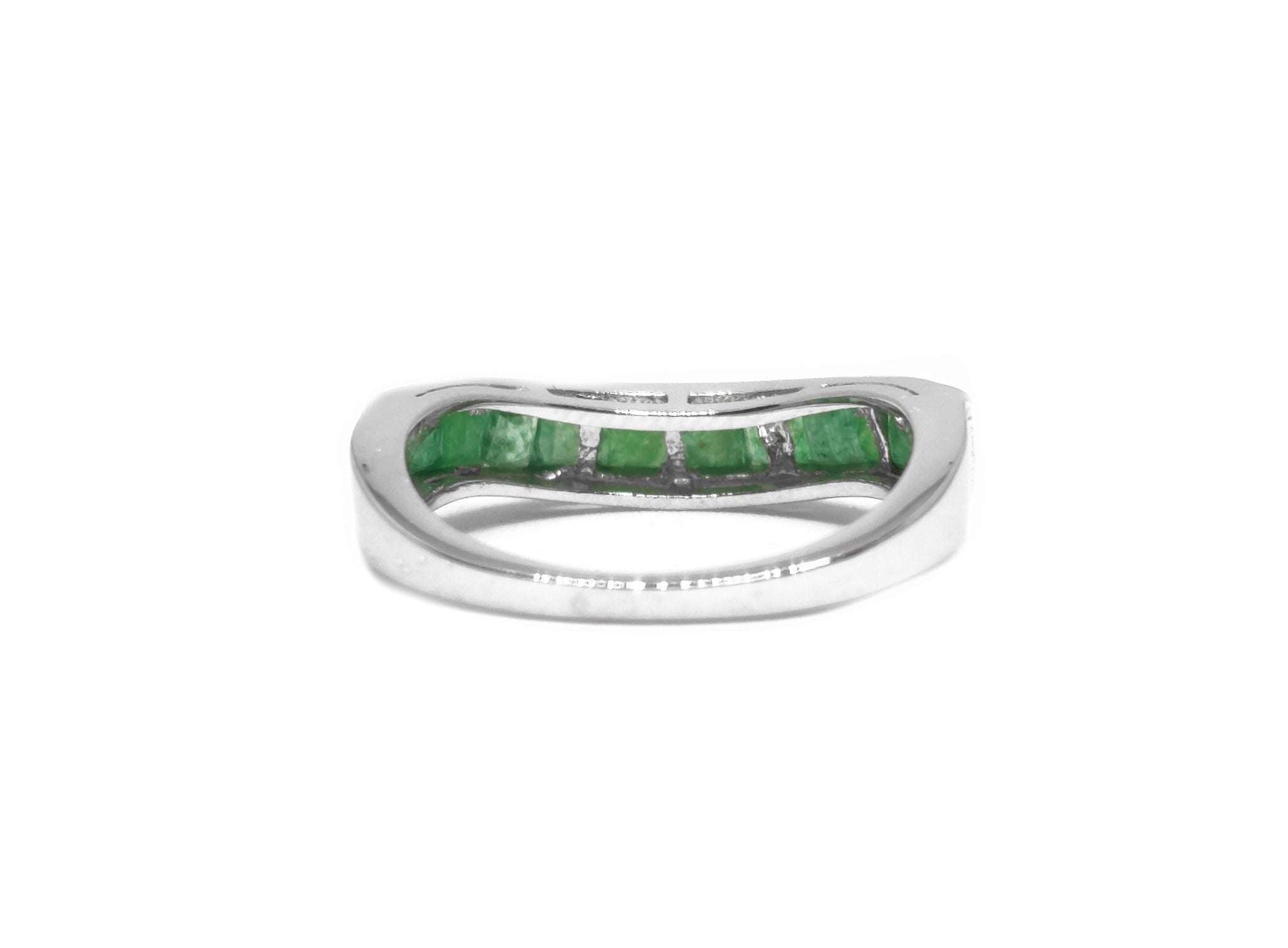 925 Solid Silver Emerald Band Natural Emerald Band May Birthstone Band Channel Emerald Band Designer Emerald Band 2.00 Ct Emerald Ring
