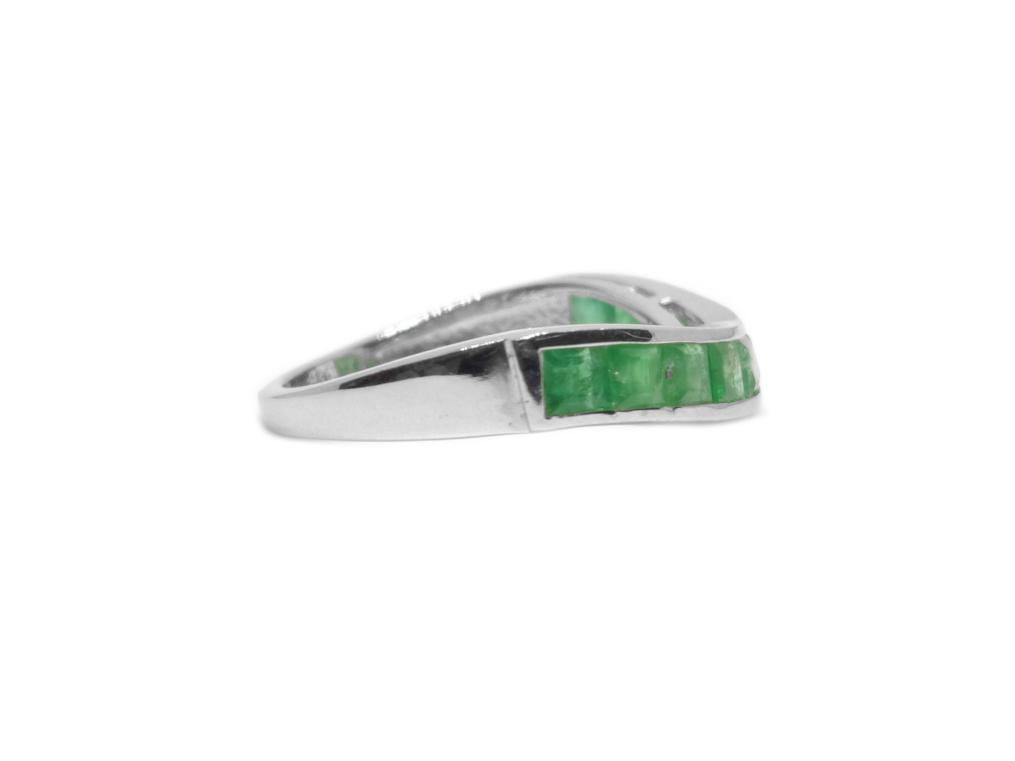 925 Solid Silver Emerald Band Natural Emerald Band May Birthstone Band Channel Emerald Band Designer Emerald Band 2.00 Ct Emerald Ring
