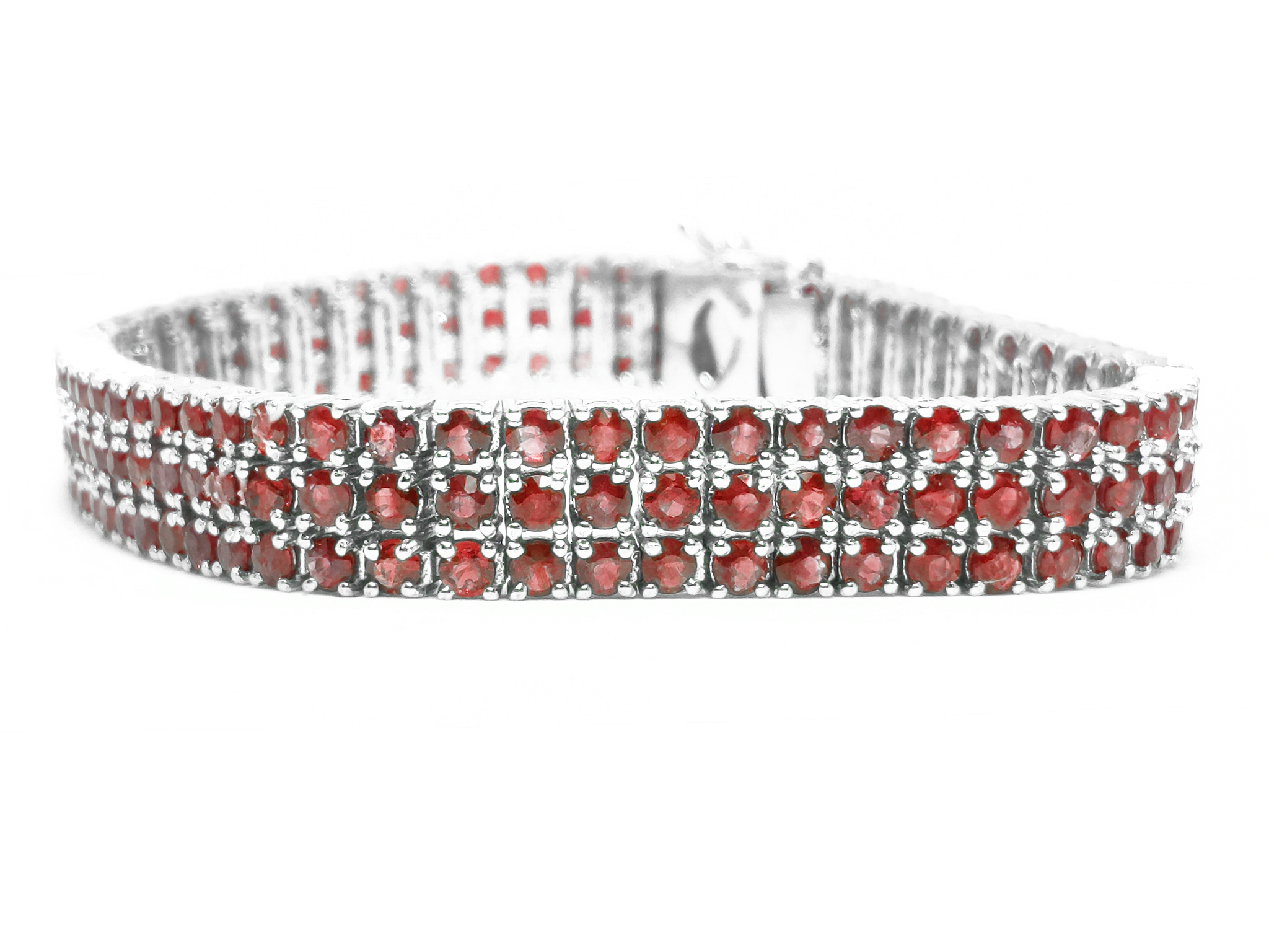 Natural Garnet Bracelet 3 Row Garnet Bracelet Sterling Silver Garnet Bracelet 3 Line Garnet Bracelet January Birthstone Bracelet